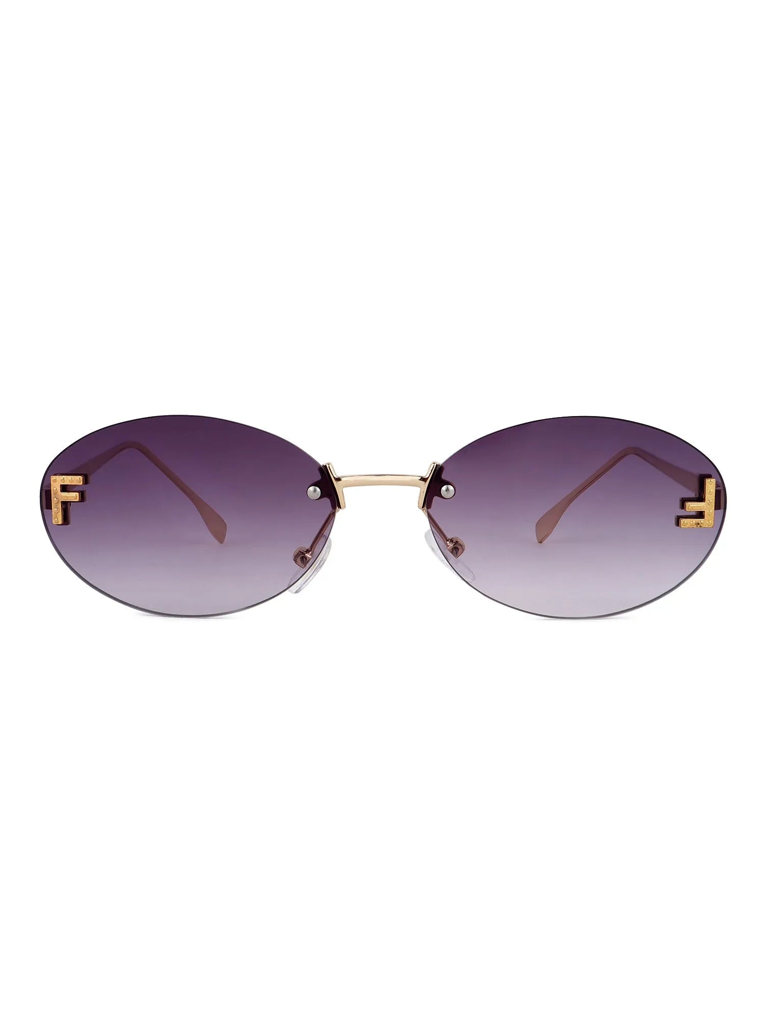 Quasar | Gradient Purple Small Rim Less Oval Sunglasses for Women [UV-protected]