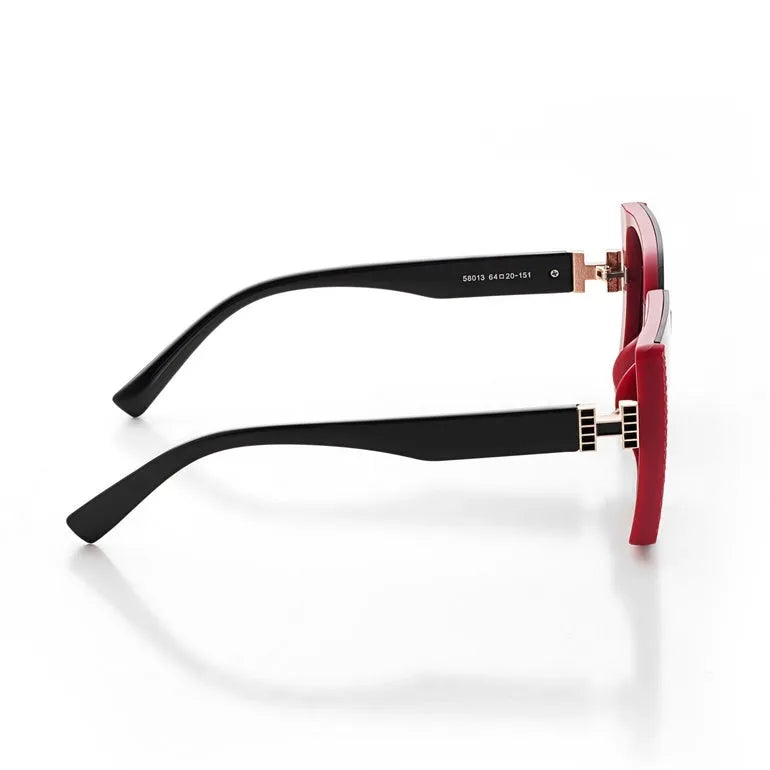 Rapture | Black & Red Large Full Rim Square Sunglasses for Women [UV-protected]