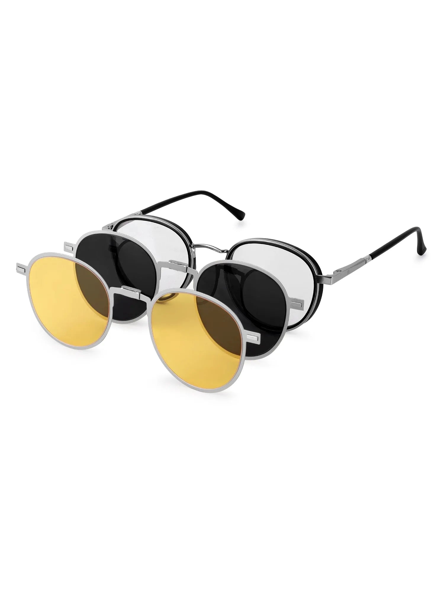 Ignisra | Silver & Black Medium Full Rim Oval Clip-on for Men & Women [UV-protected]