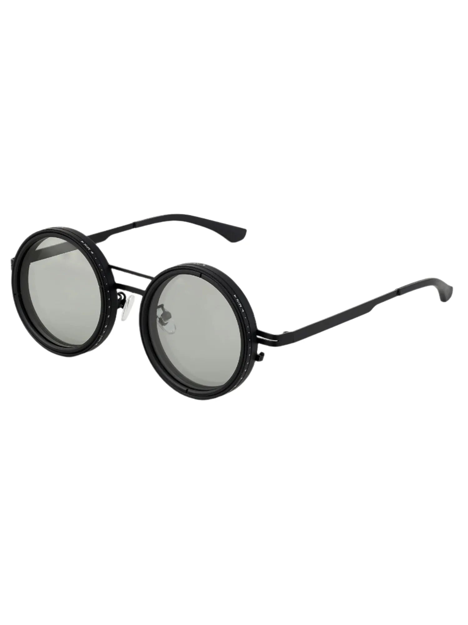 APERTURE | Black Large Full Rim Round Sunglasses for Men & Women [Tint Adjustable]