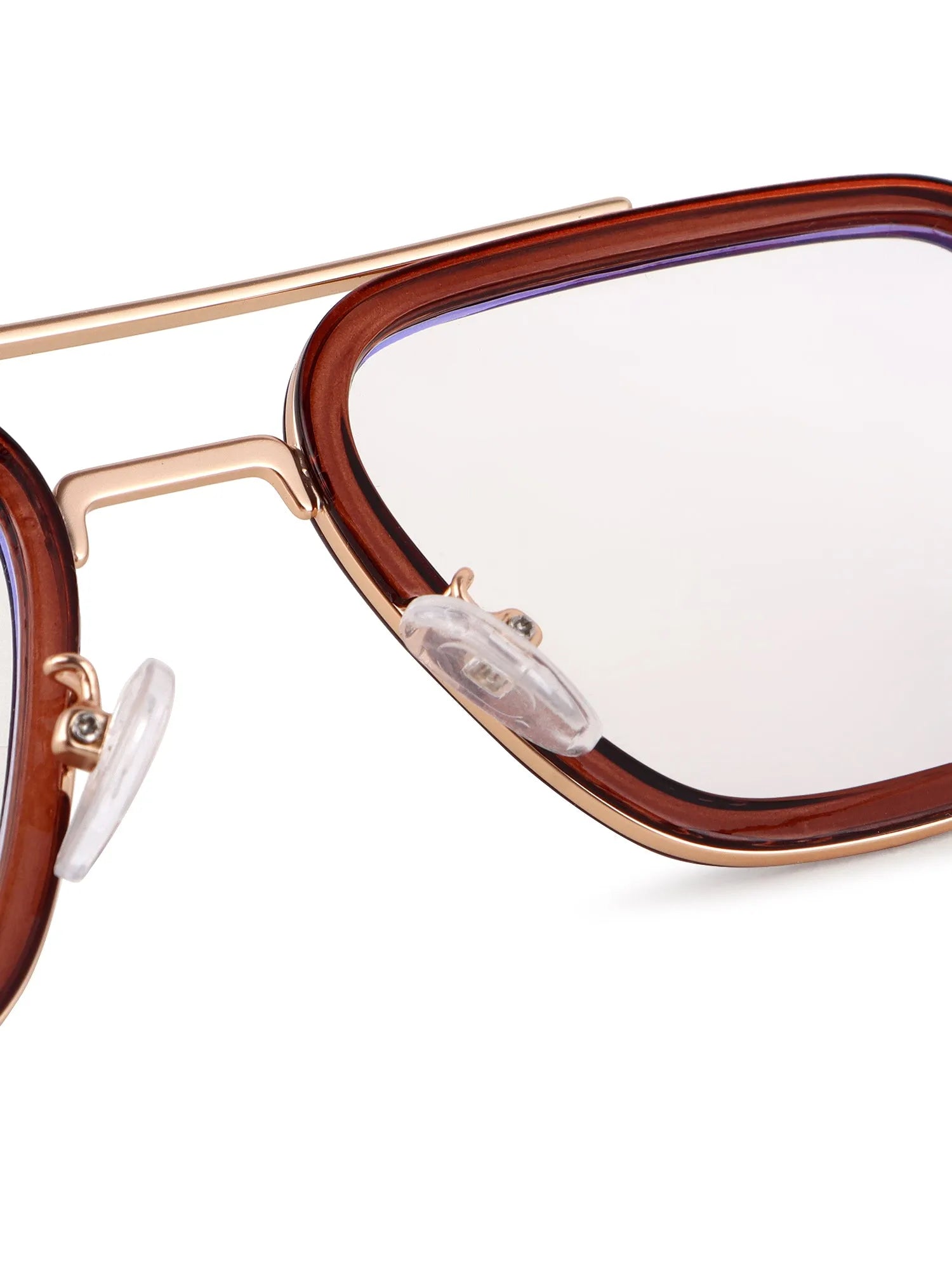 Novaic | Golden & Brown Medium Full Rim Rectangle Clip-on for Men & Women [UV-protected]