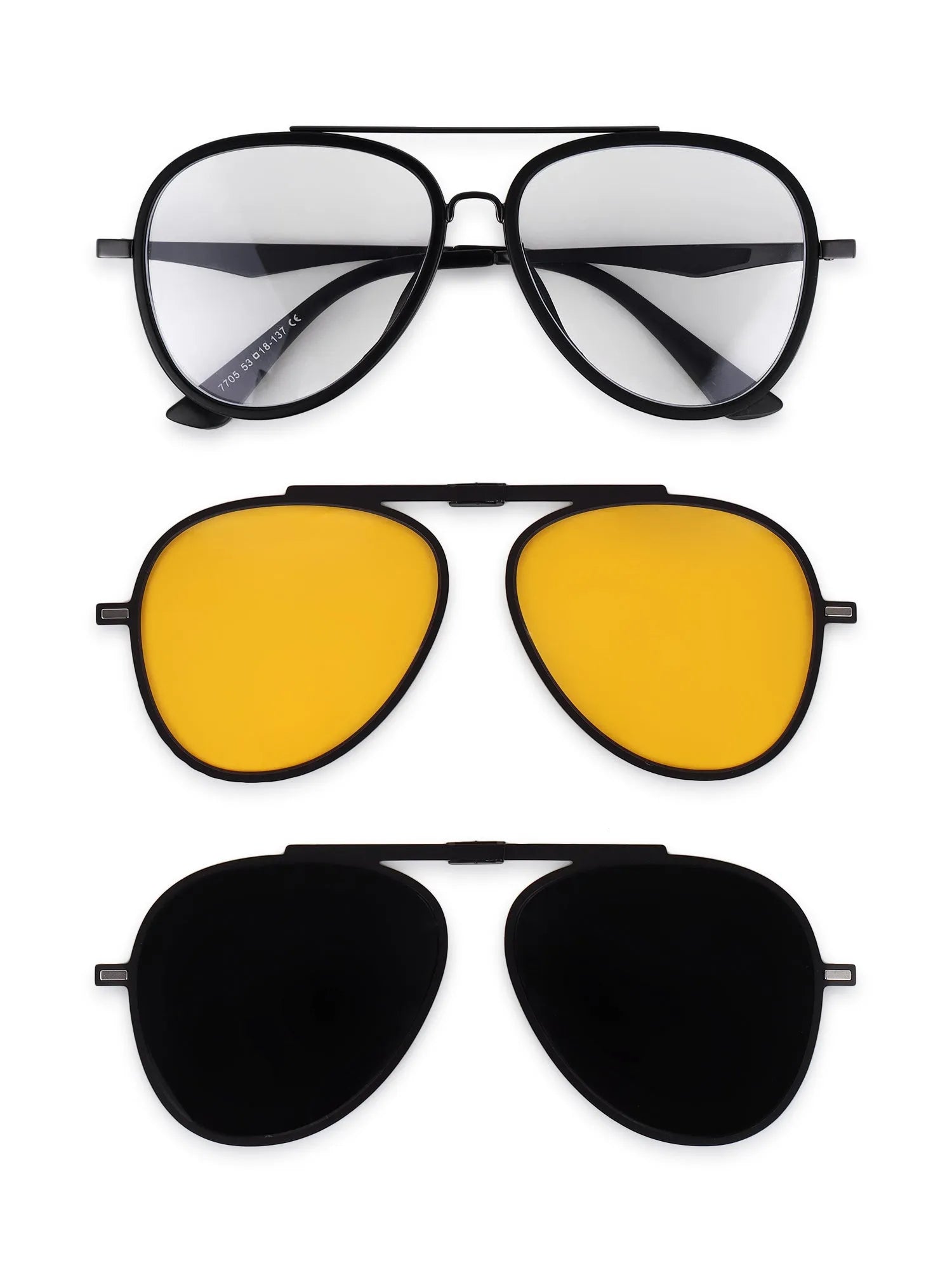 Eclipser | Grey & Black Medium Full Rim Aviator Clip-on for Men & Women [UV-protected]