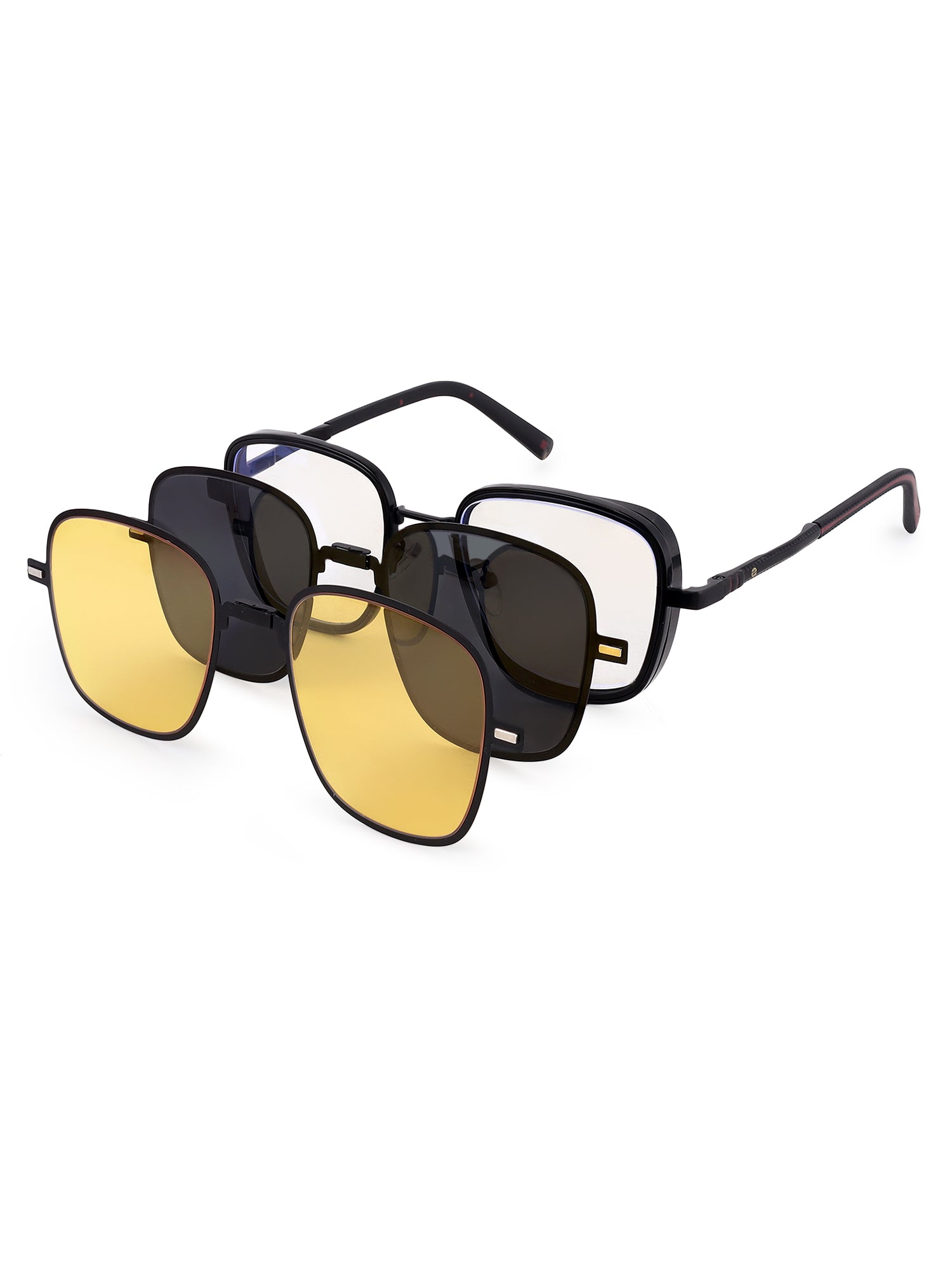 Cyronis | Black Large Full Rim Square Clip-on for Men & Women [UV-protected]