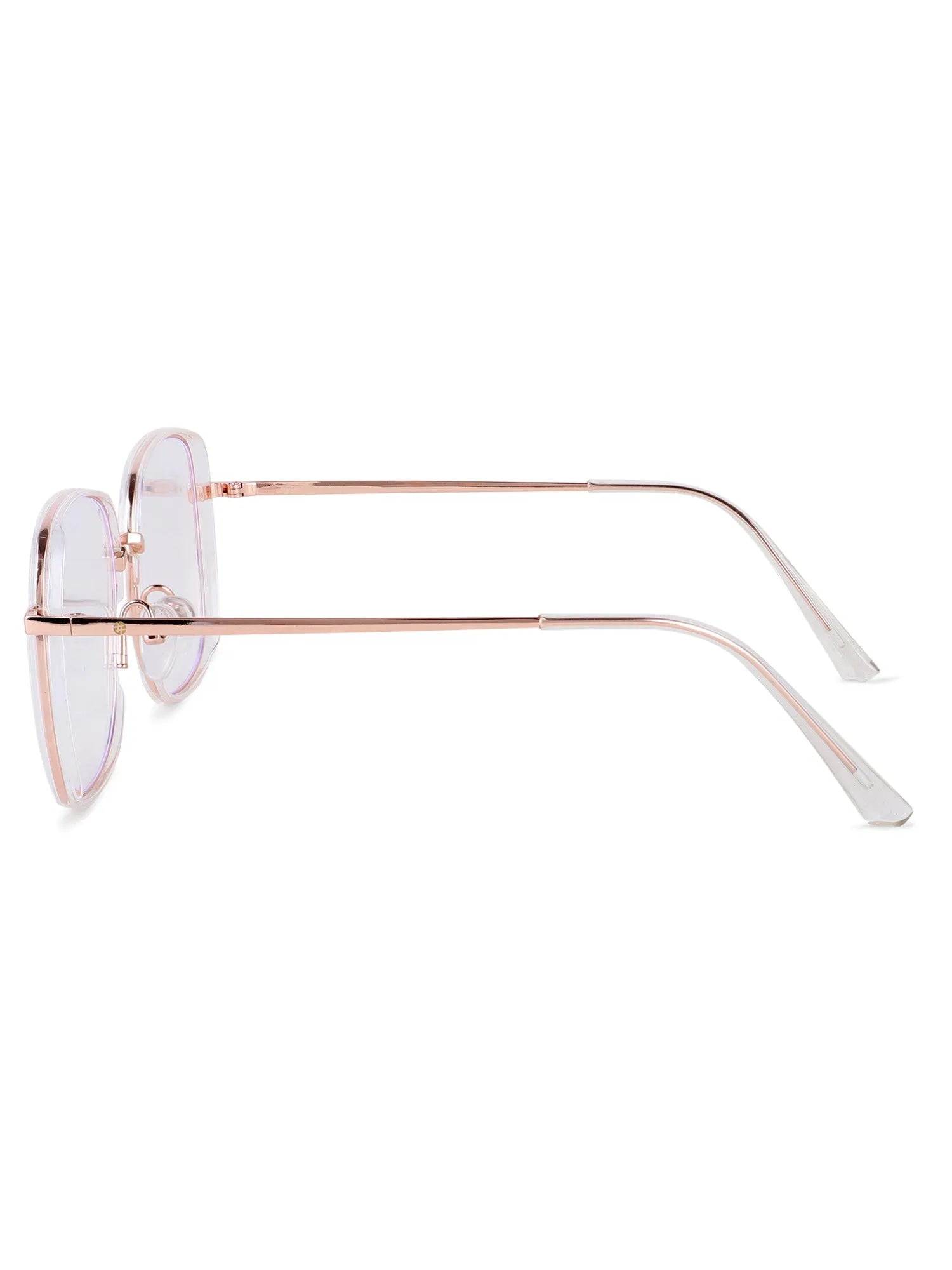 Duskra | Rose Gold & Transparent Large Full Rim Square Clip-on for Men & Women [UV-protected]