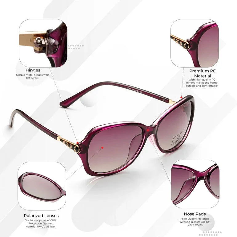 Crystara | Purple Large Full Rim Butterfly Sunglasses for Women [Polarized]