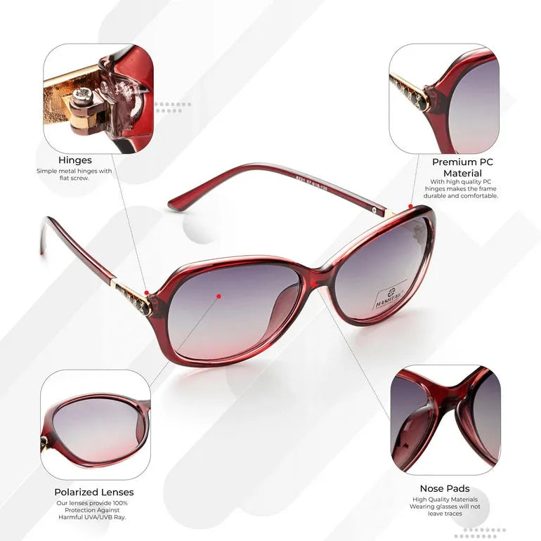 Crystara | Brown Large Full Rim Butterfly Sunglasses for Women [Polarized]