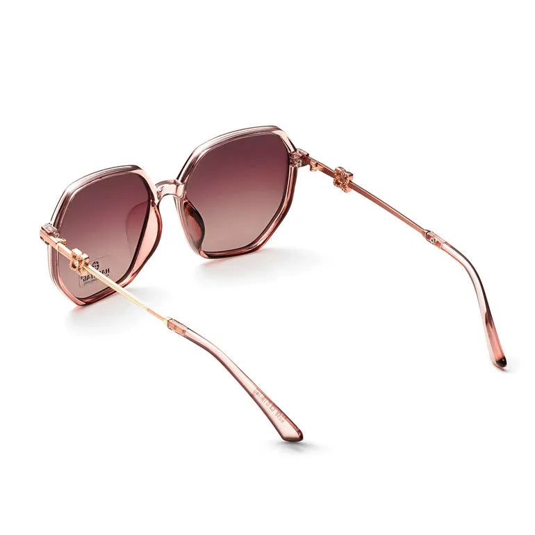 Fyreon | Brown Large Full Rim Hexagonal Sunglasses for Women [Polarized]