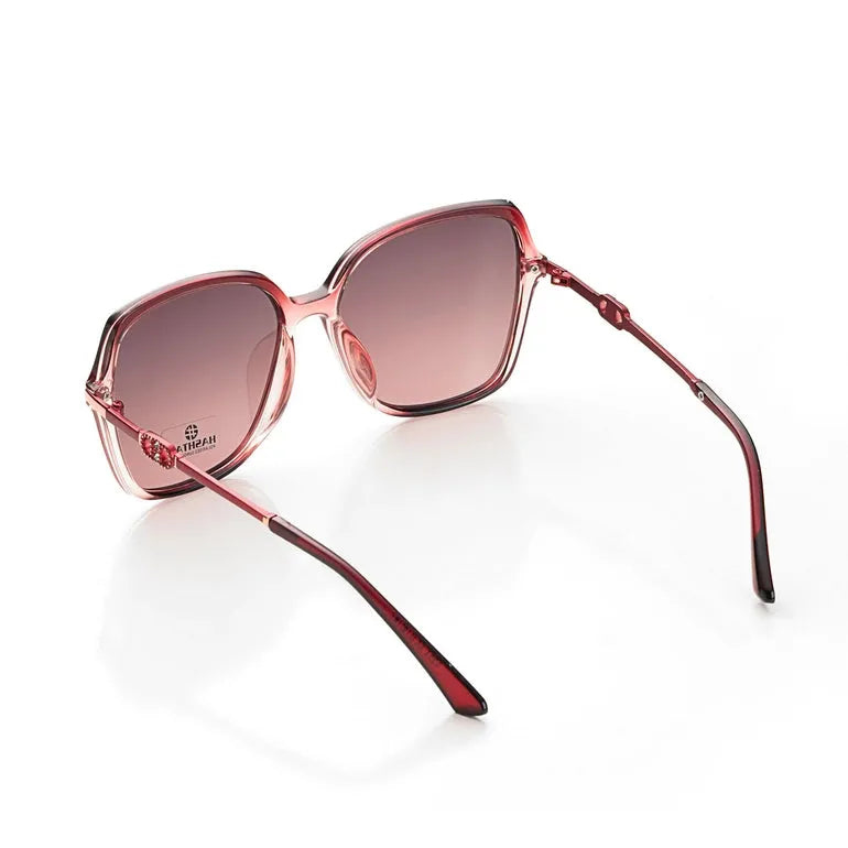 Eclipta | Red Oversized Full Rim Rectangle Sunglasses for Women [Polarized]