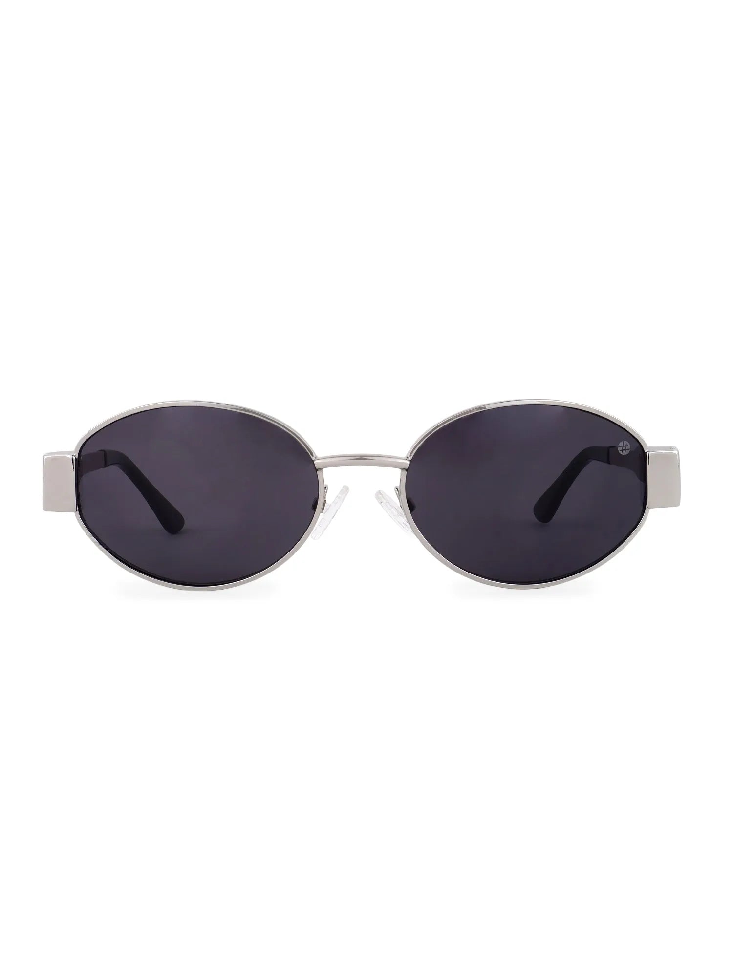 Fynora | Silver Medium Full Rim Oval Sunglasses for Women [UV-protected]