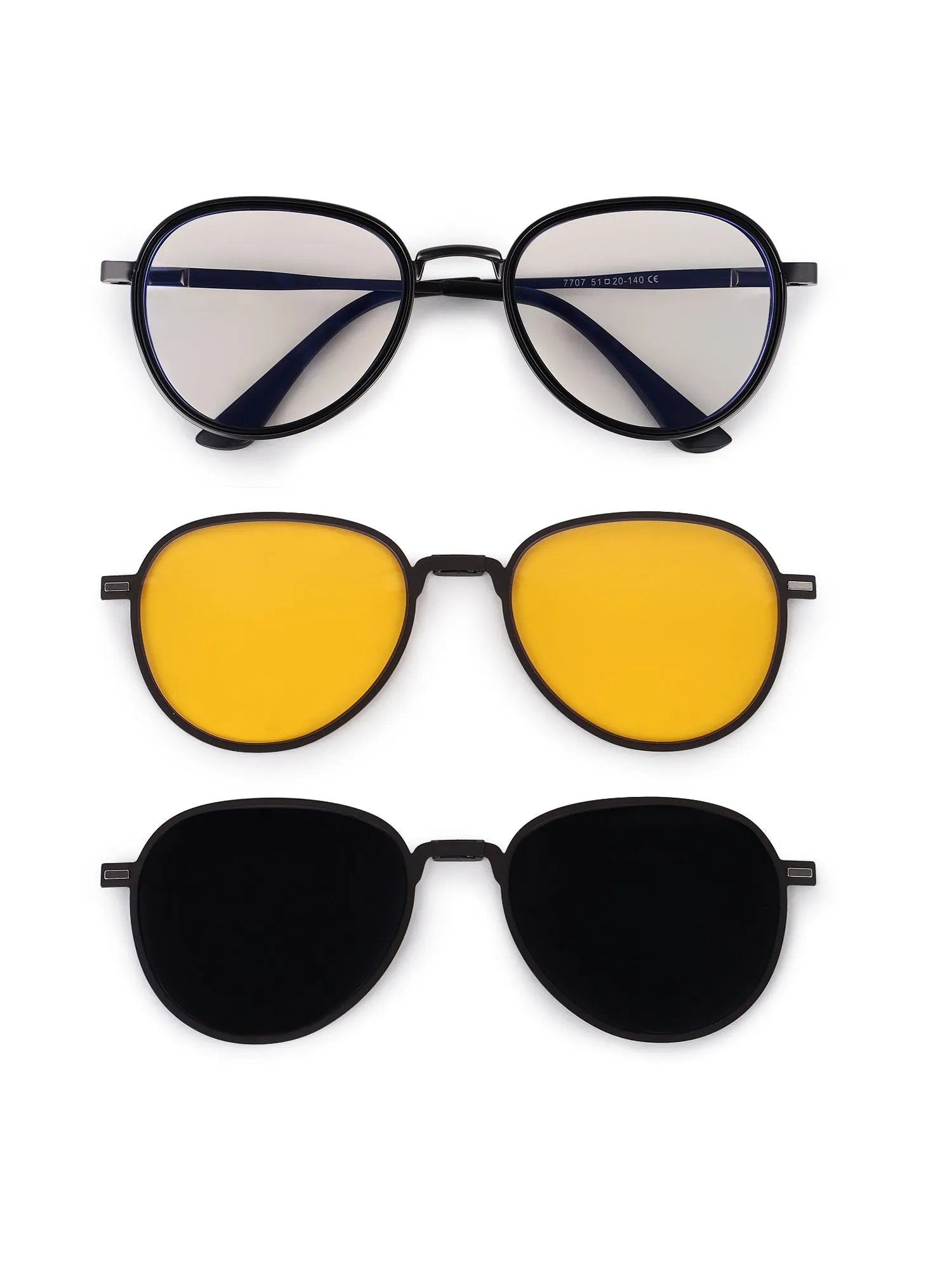 Caelium | Grey & Black Large Full Rim Aviator Clip-on for Men & Women [UV-protected]