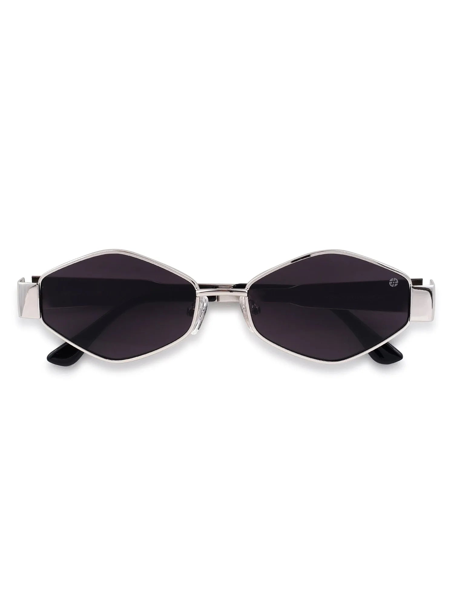 Ecliptor | Silver Medium Full Rim Diamond Sunglasses for Women [UV-protected]