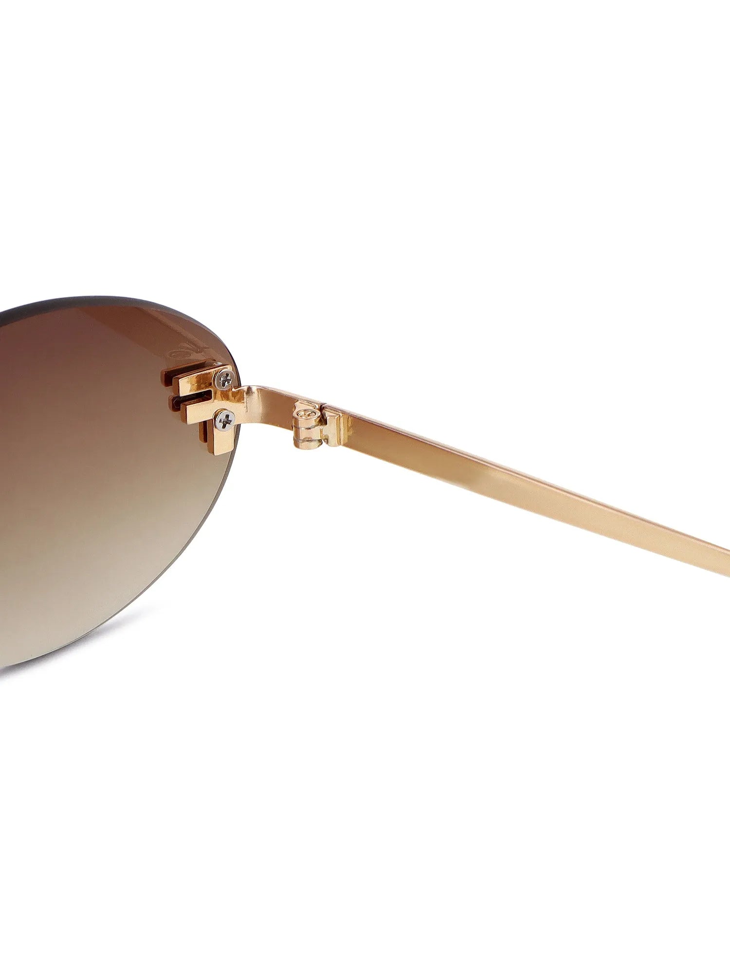 Quasar | Gradient Brown & Yellow Small Rim Less Oval Sunglasses for Women [UV-protected]