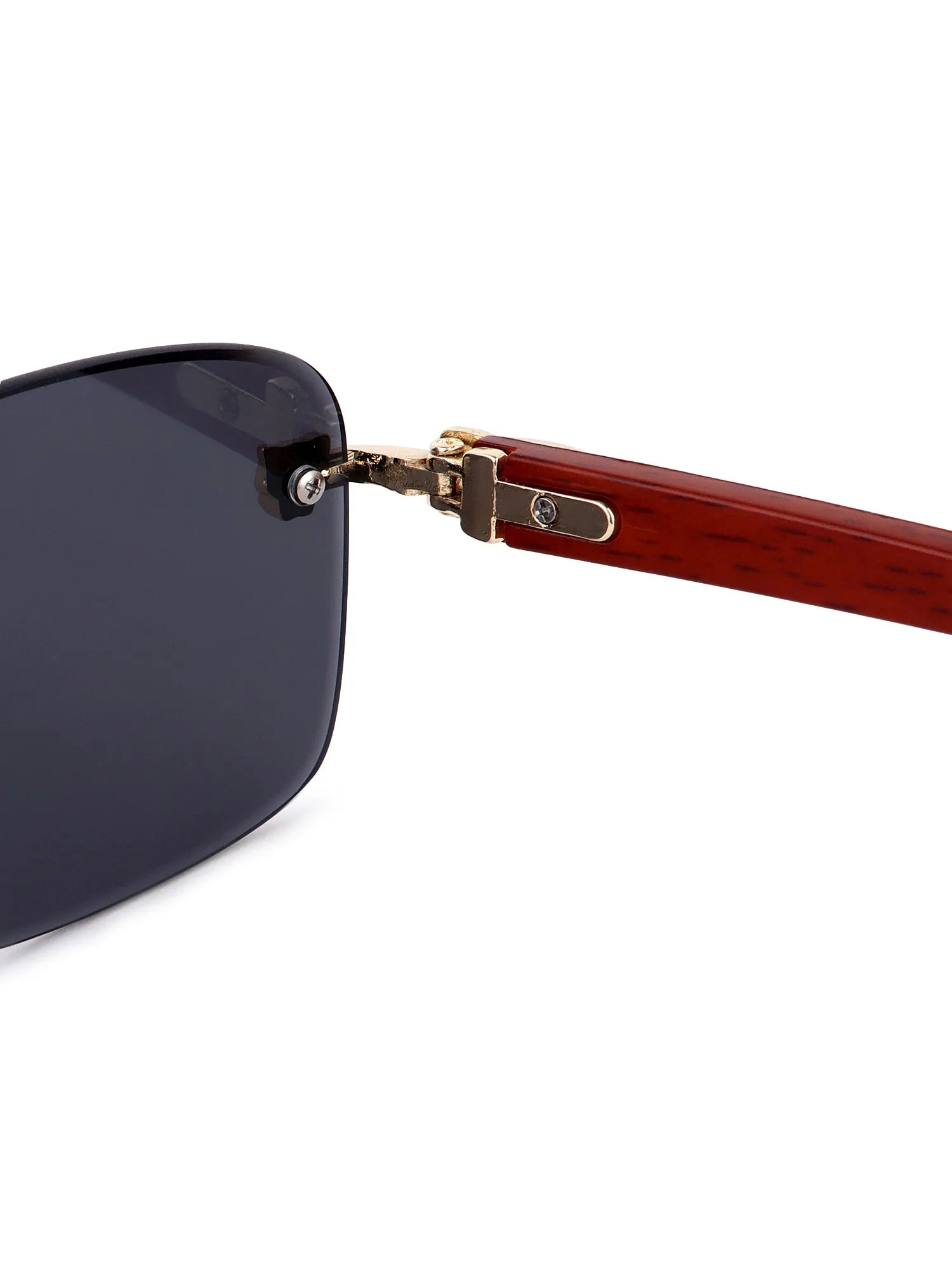 Stralor | Black Medium Rim Less Rectangle Sunglasses for Men & Women [UV-protected]