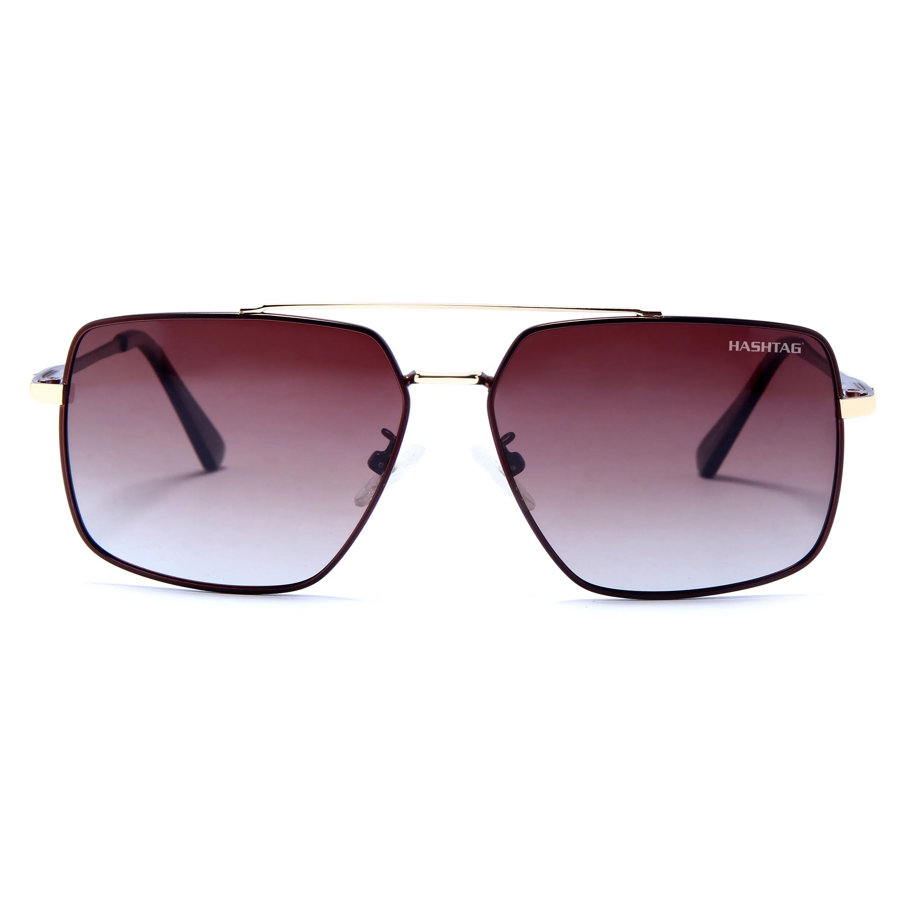 Kynra | Gradient Brown Large Full Rim Aviator Sunglasses for Men & Women [Polarized]