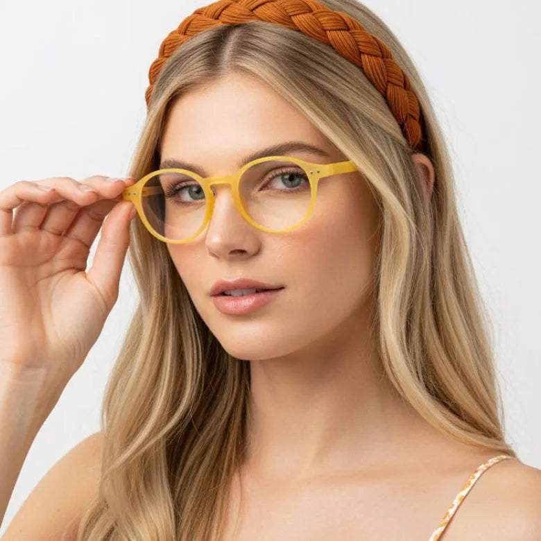 BluShield | Transparent Orange Medium Full Rim CIRCLE Computer Glasses for Men & Women [Blue Block]