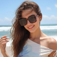 Rapture | Tiger-Black & Brown Large Full Rim Square Sunglasses for Women [UV-protected]