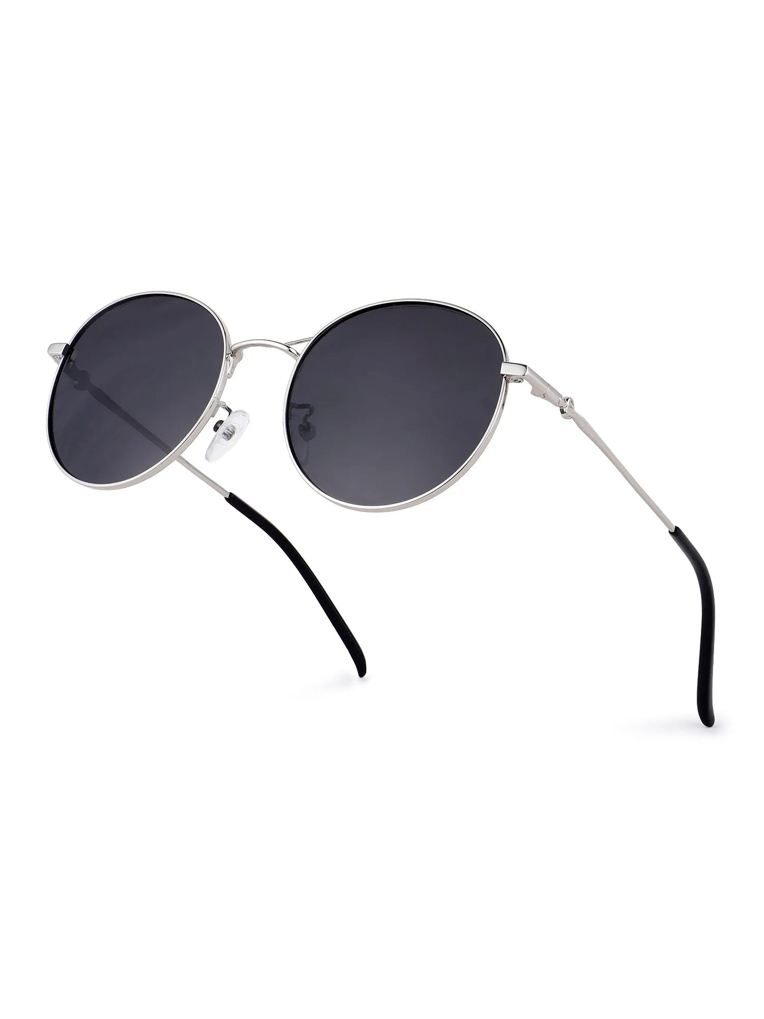 Dravyn | Silver Medium Full Rim Round Sunglasses for Men & Women [Polarized]