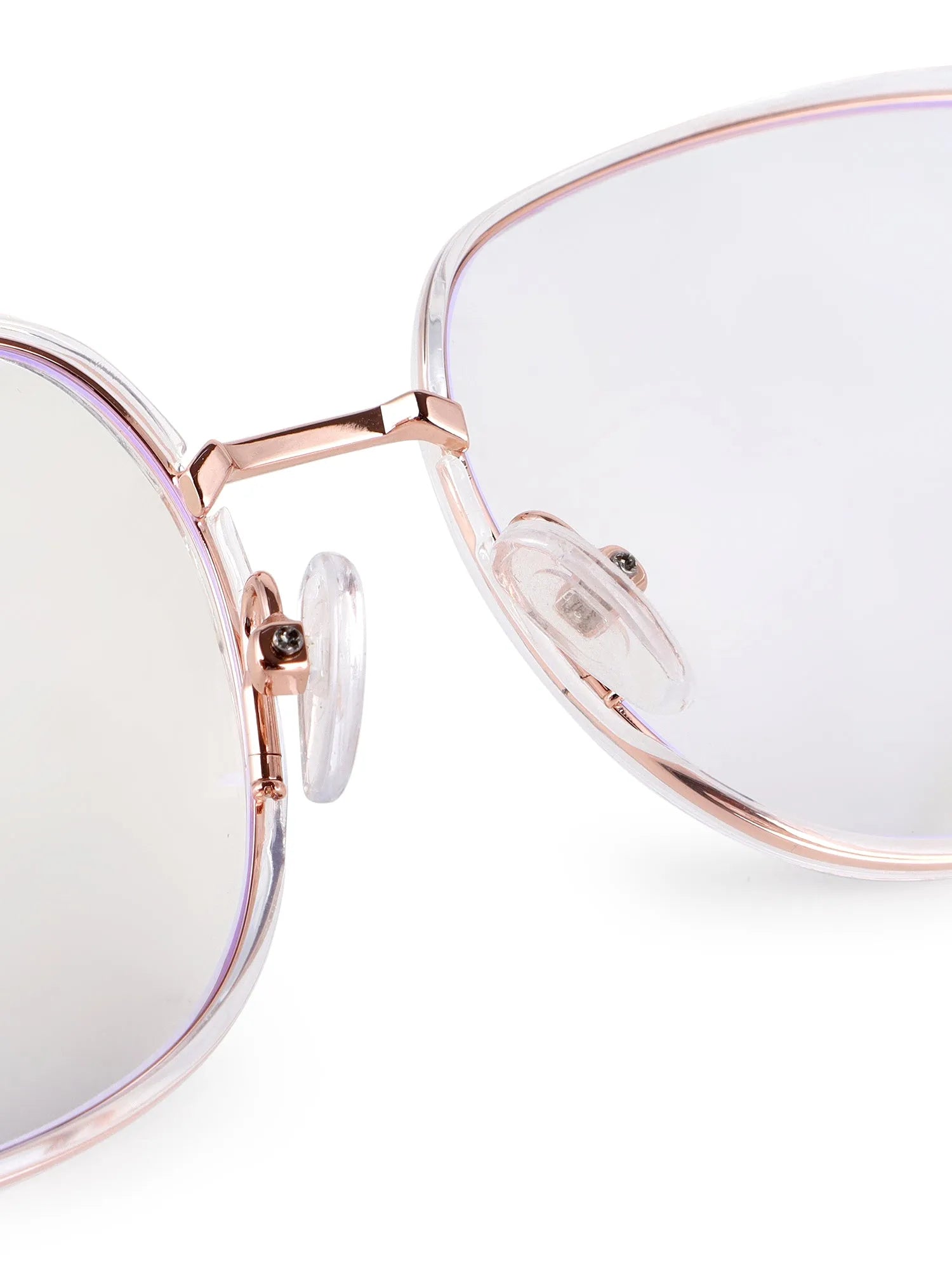 Duskra | Rose Gold & Transparent Large Full Rim Square Clip-on for Men & Women [UV-protected]