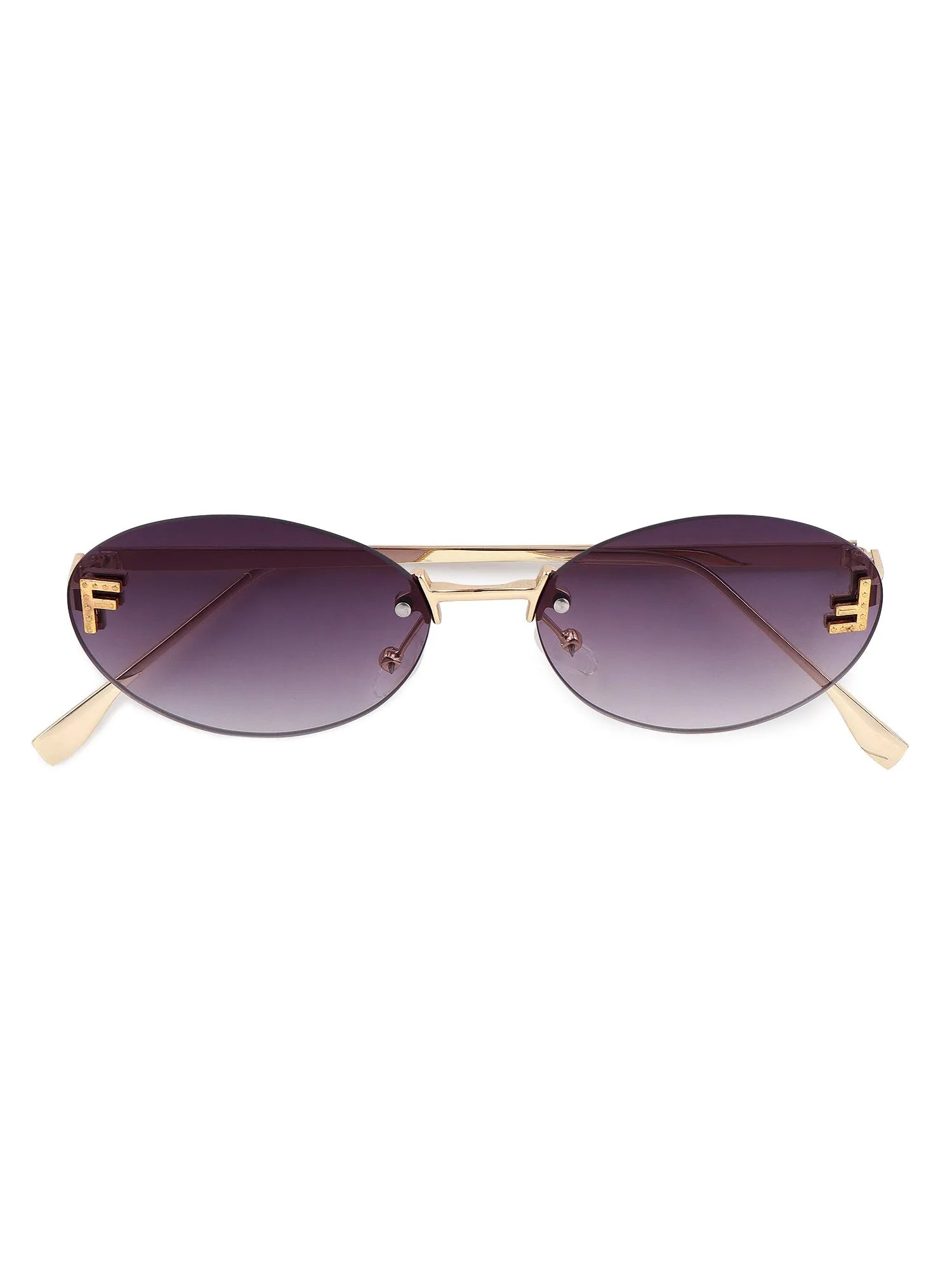 Quasar | Gradient Purple Small Rim Less Oval Sunglasses for Women [UV-protected]