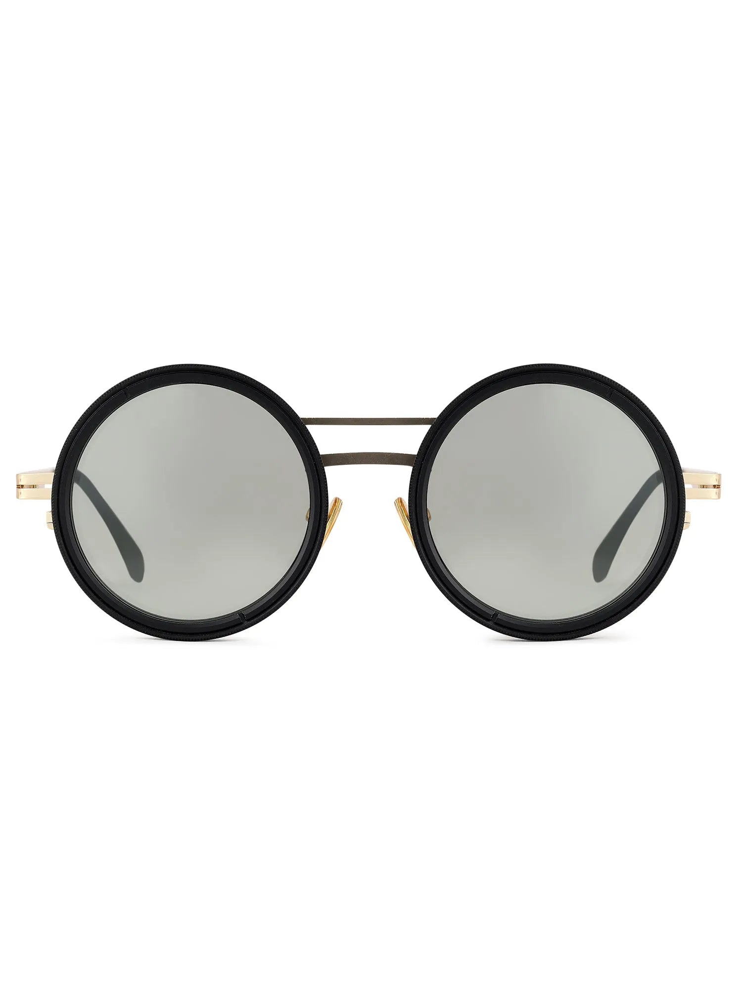 APERTURE | Golden & Black Large Full Rim Round Sunglasses for Men & Women [Tint Adjustable]