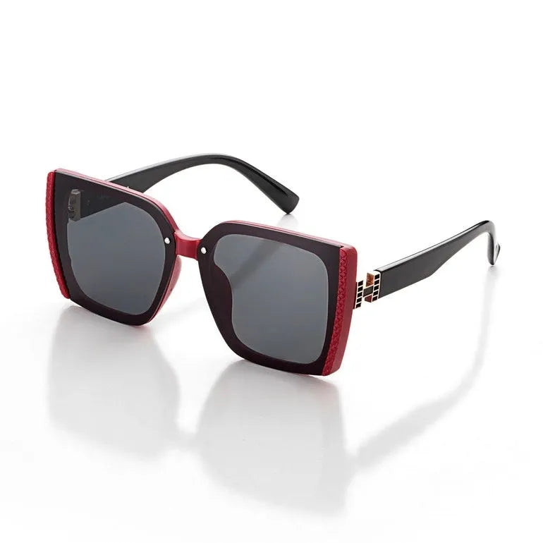 Rapture | Black & Red Large Full Rim Square Sunglasses for Women [UV-protected]