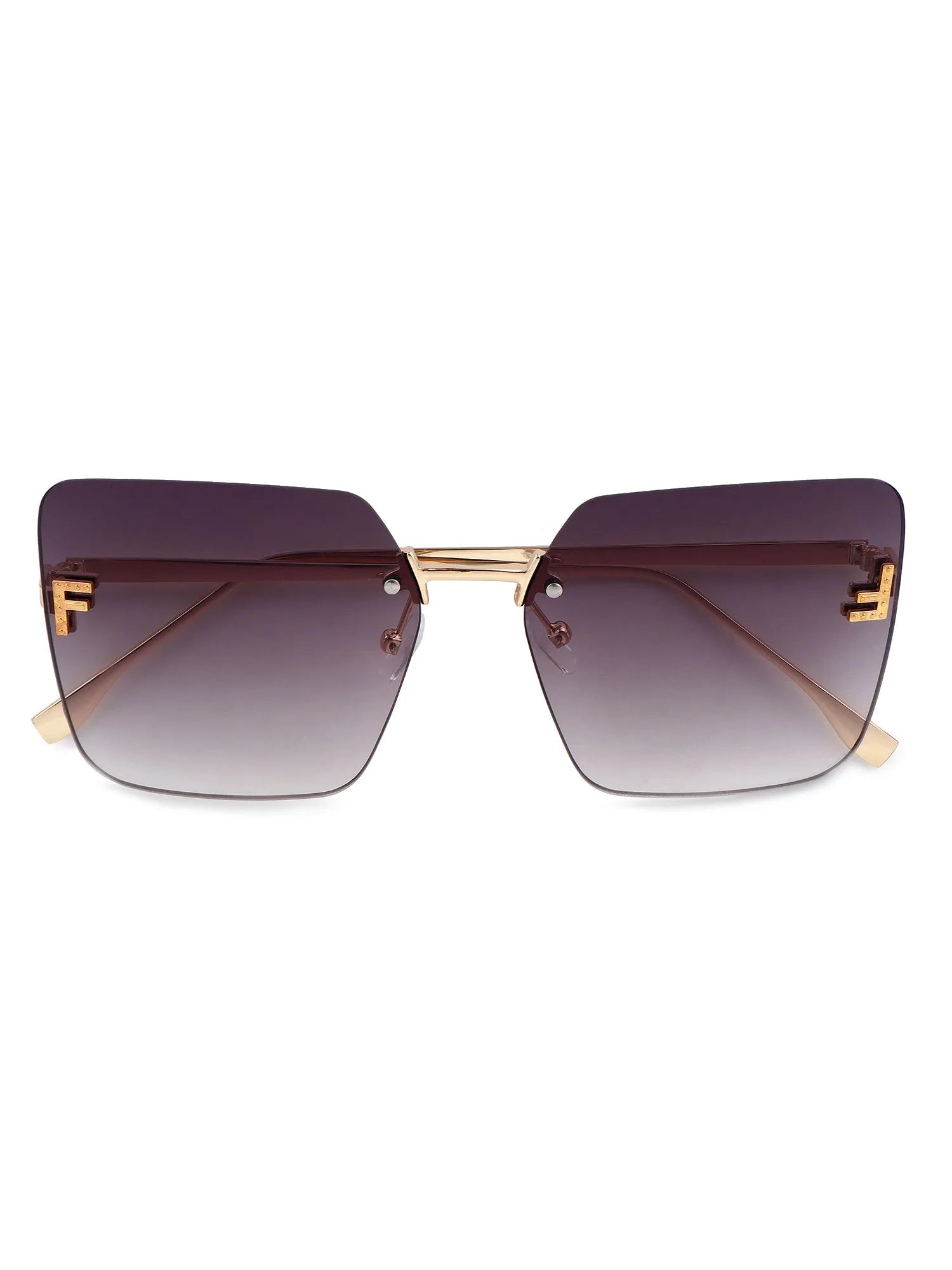 Tesseron | Gradient Grey Small Rim Less Square Sunglasses for Women [UV-protected]
