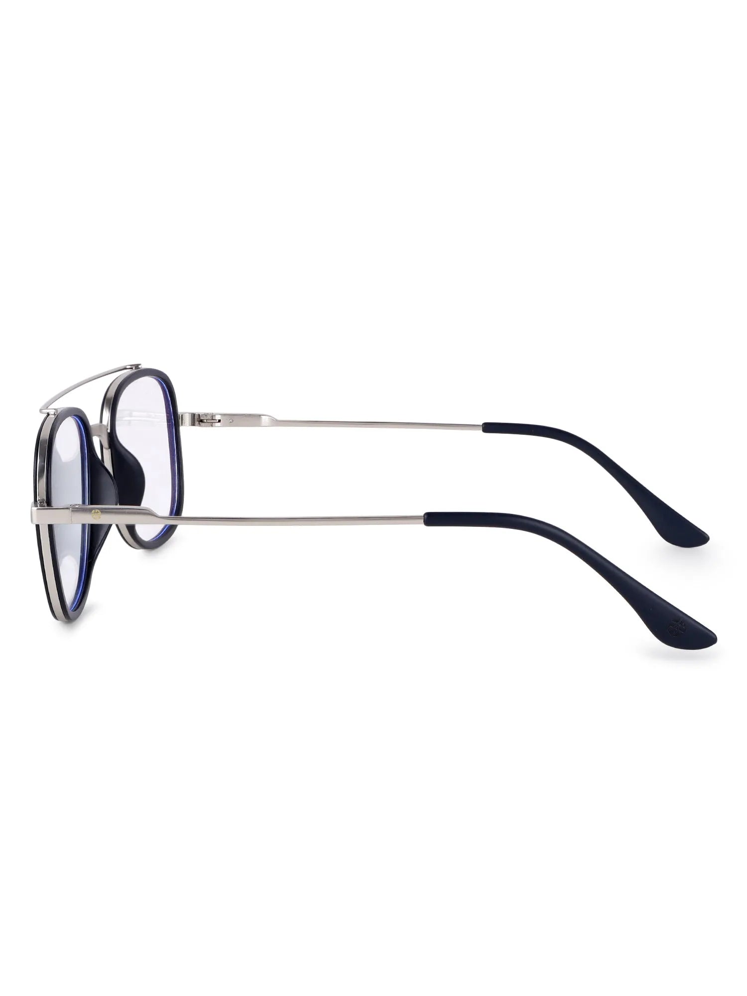 Grexar | Silver & Black Medium Full Rim Square Clip-on for Men & Women [UV-protected]