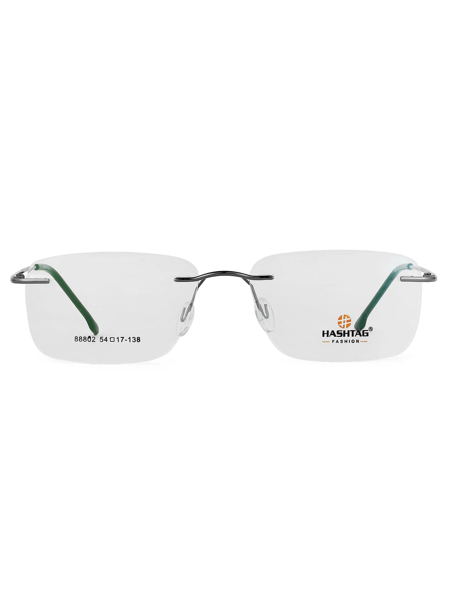 Thin Line | Gun Medium Rim Less Rectangle Eyeglasses for Unisex [Demo Lens]