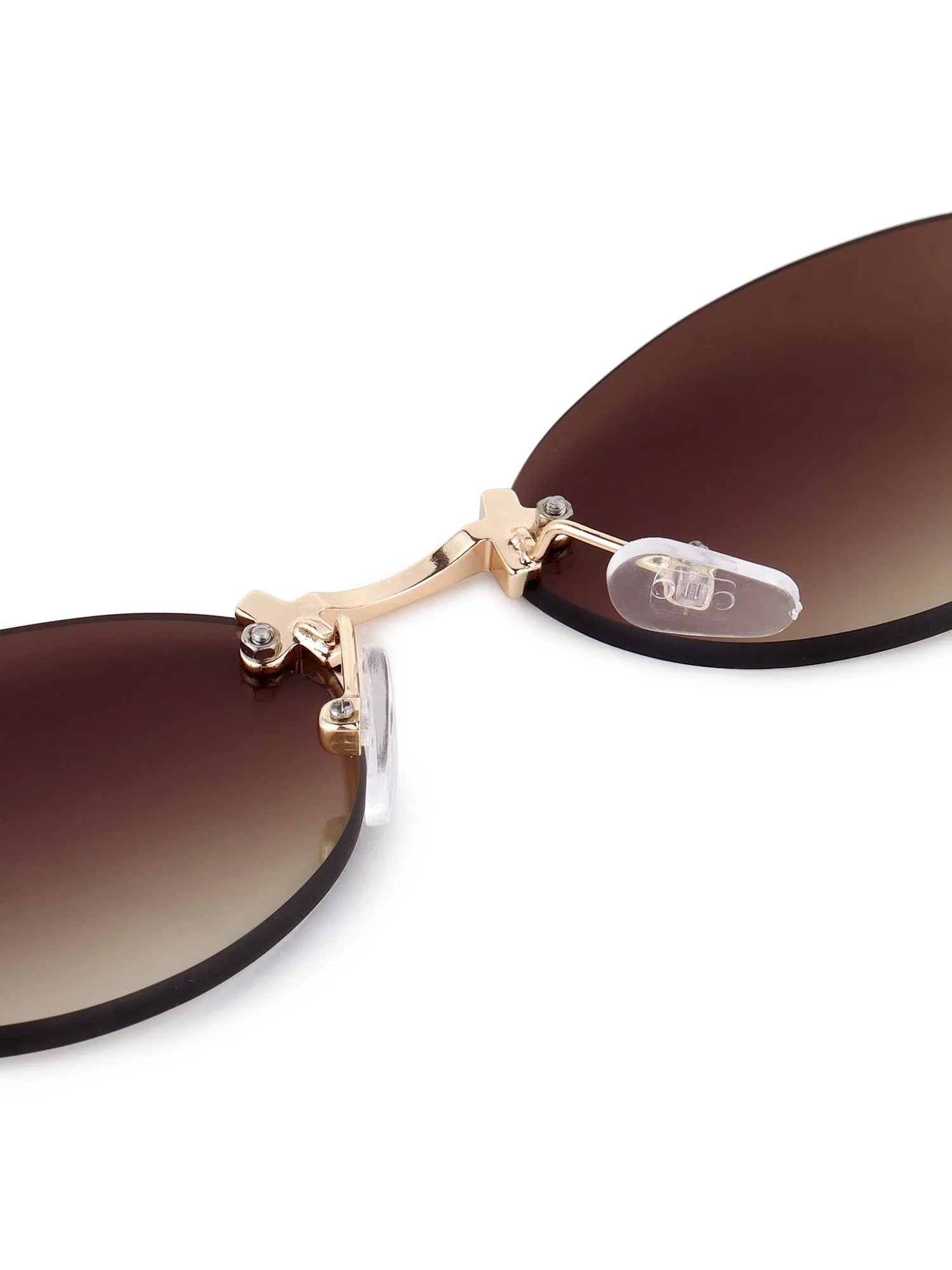 Quasar | Gradient Brown & Yellow Small Rim Less Oval Sunglasses for Women [UV-protected]