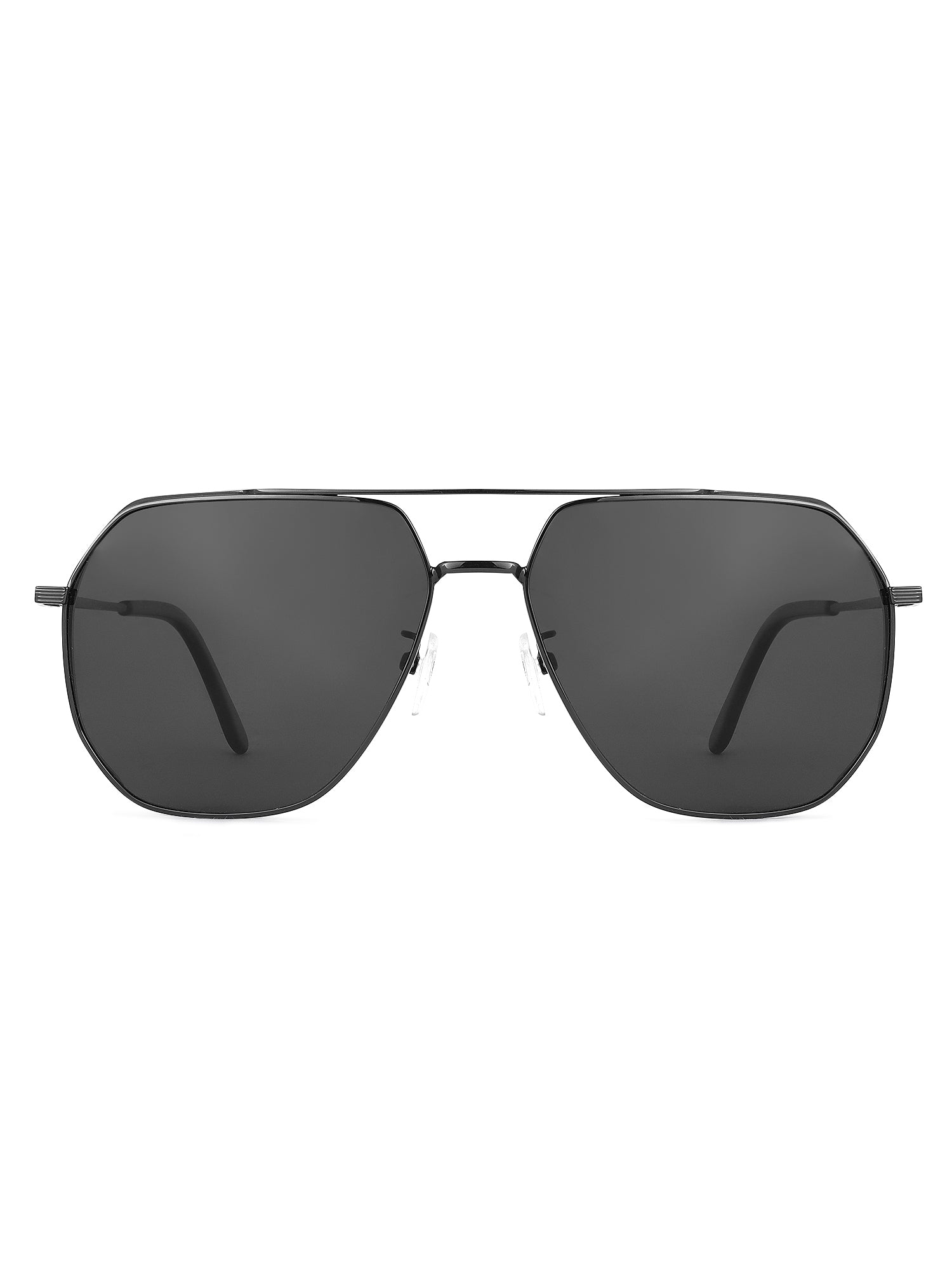 Drakara | Black Large Full Rim Hexagonal Sunglasses for Men [Polarized]