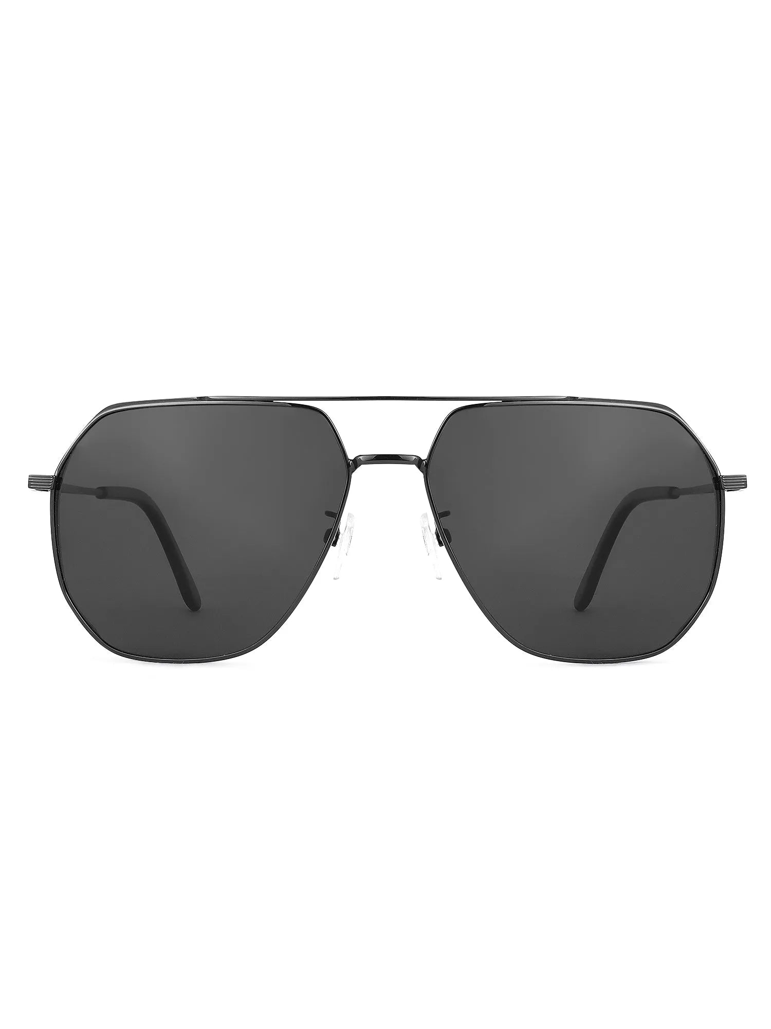 Drakara | Black Large Full Rim Hexagonal Sunglasses for Men [Polarized]