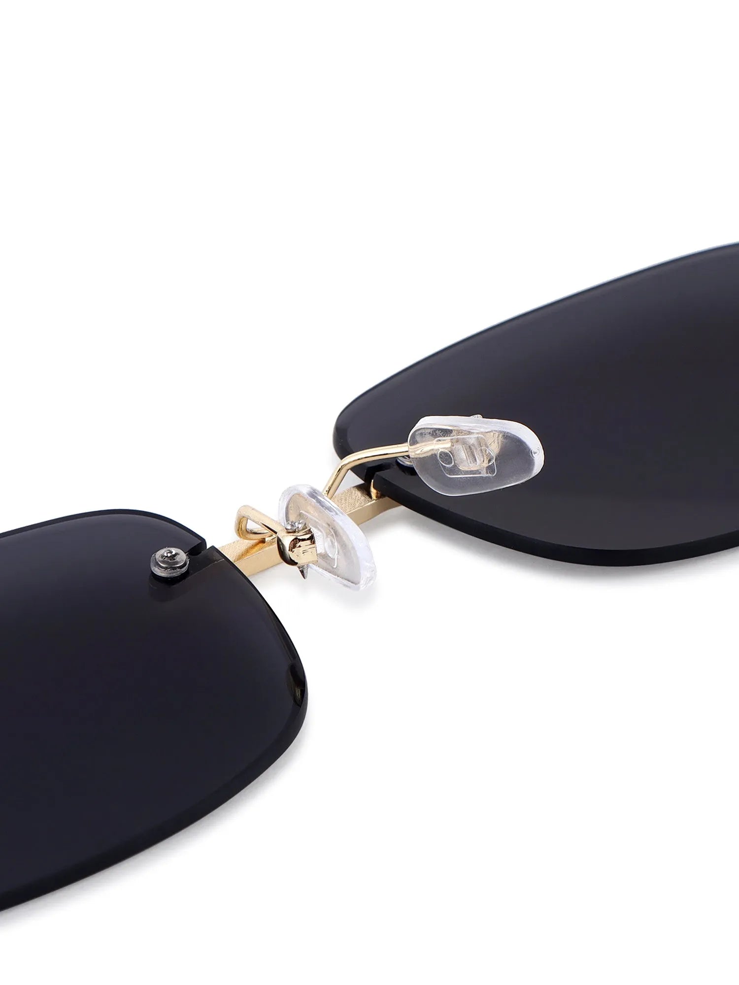 Stralor | Black Medium Rim Less Rectangle Sunglasses for Men & Women [UV-protected]