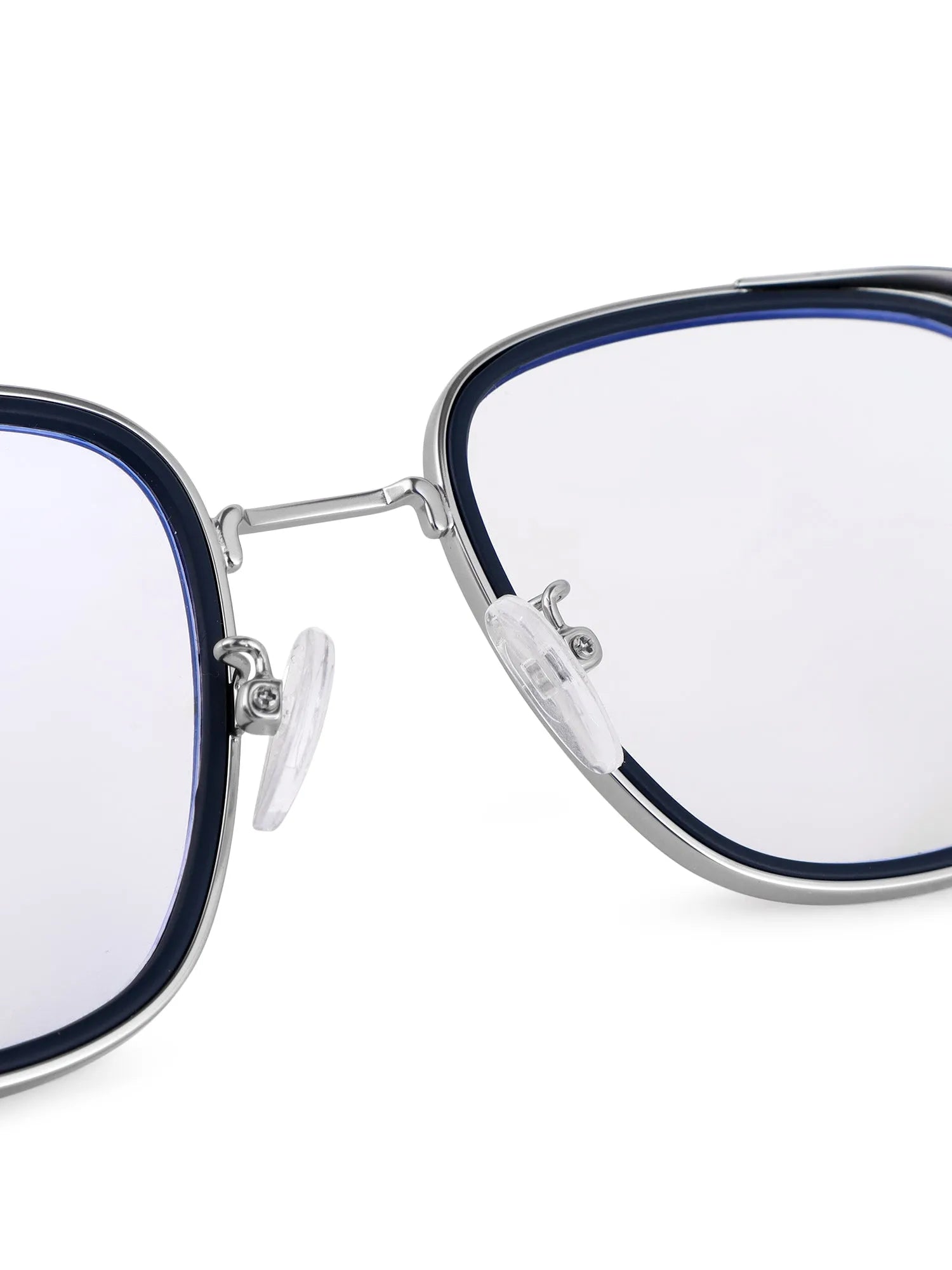Cyronis | Silver & Blue Large Full Rim Square Clip-on for Men & Women [UV-protected]