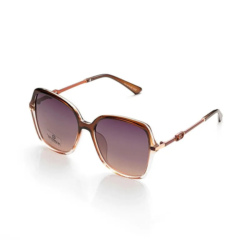 Eclipta | Brown Oversized Full Rim Rectangle Sunglasses for Women [Polarized]