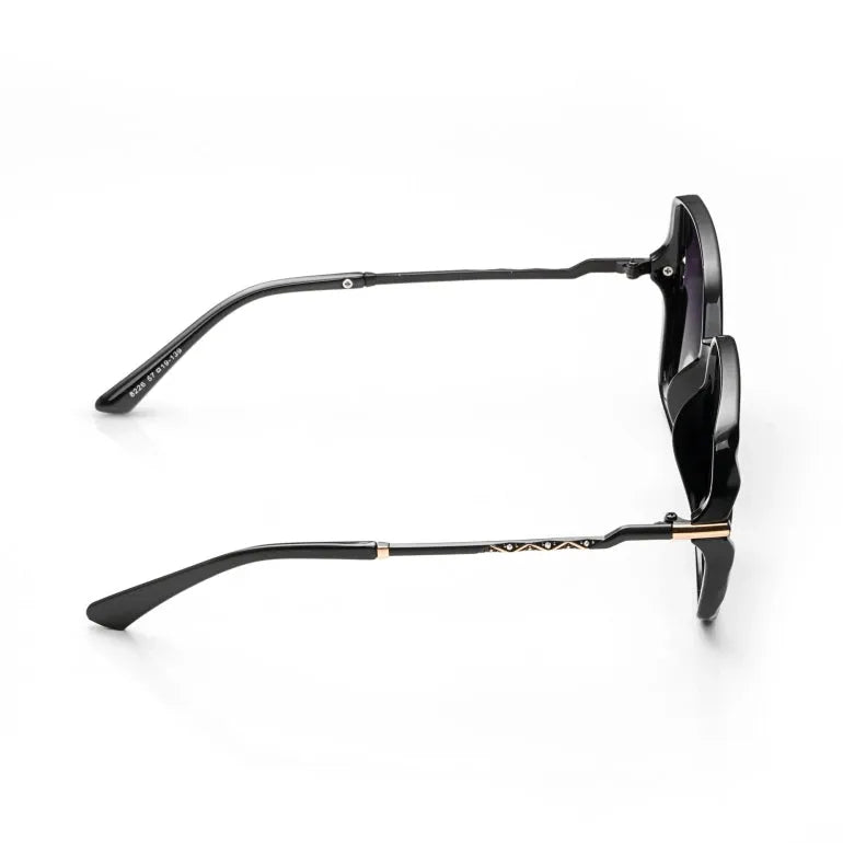 Driftis | Black Large Full Rim Heptagonal Sunglasses for Women [Polarized]