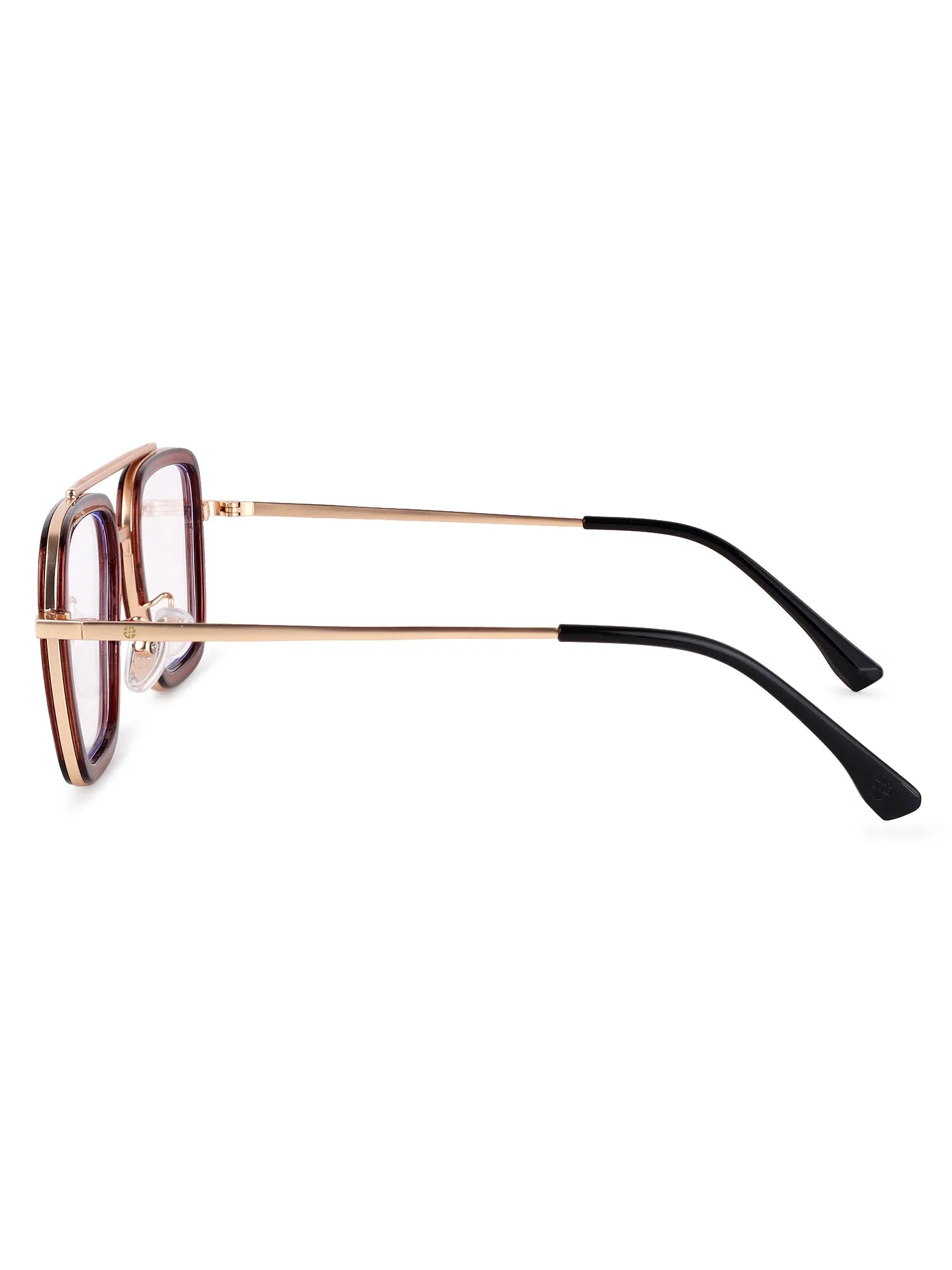 Novaic | Golden & Brown Medium Full Rim Rectangle Clip-on for Men & Women [UV-protected]