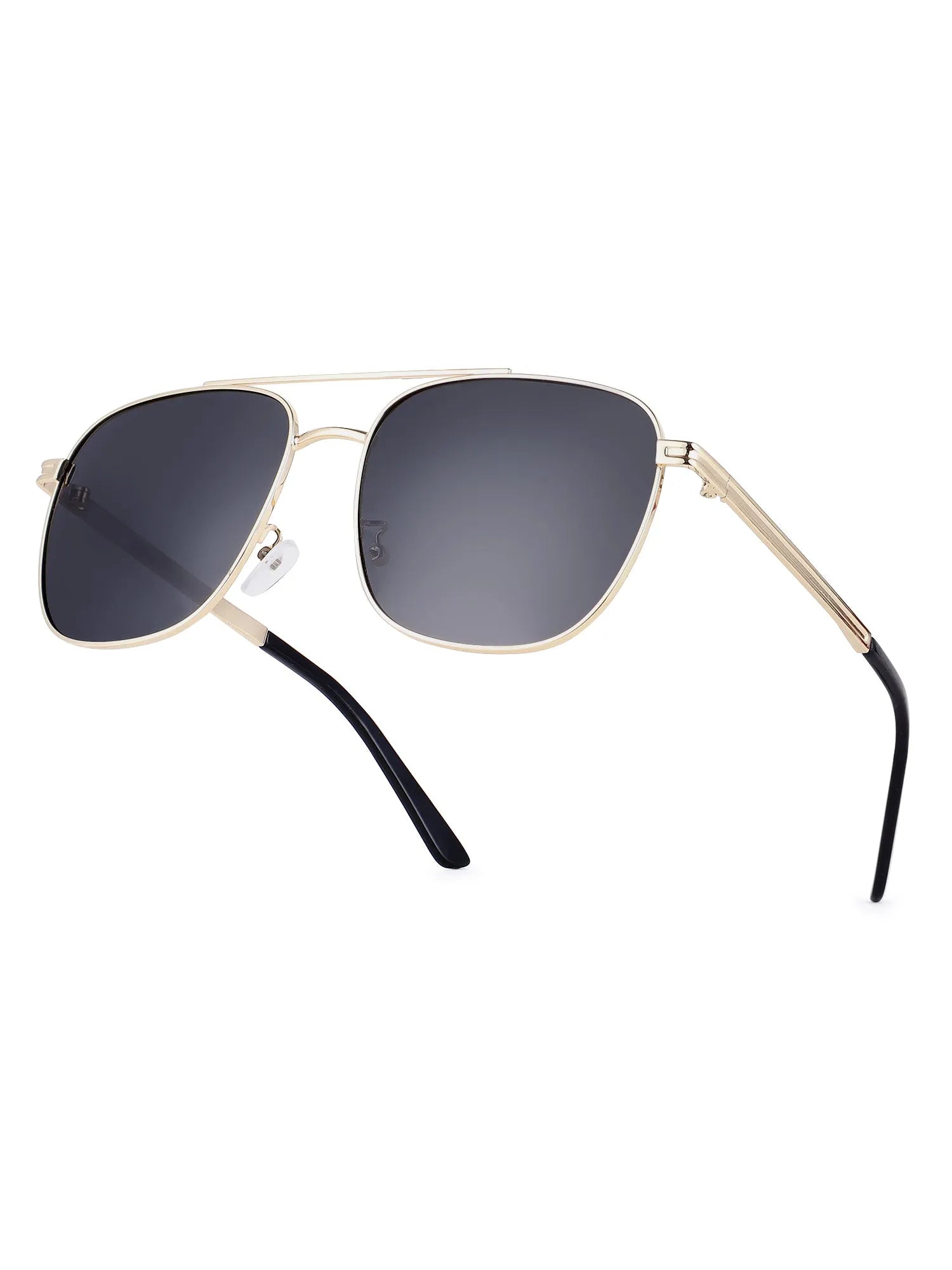 Quivion | Golden Large Full Rim Square Sunglasses for Men [Polarized]