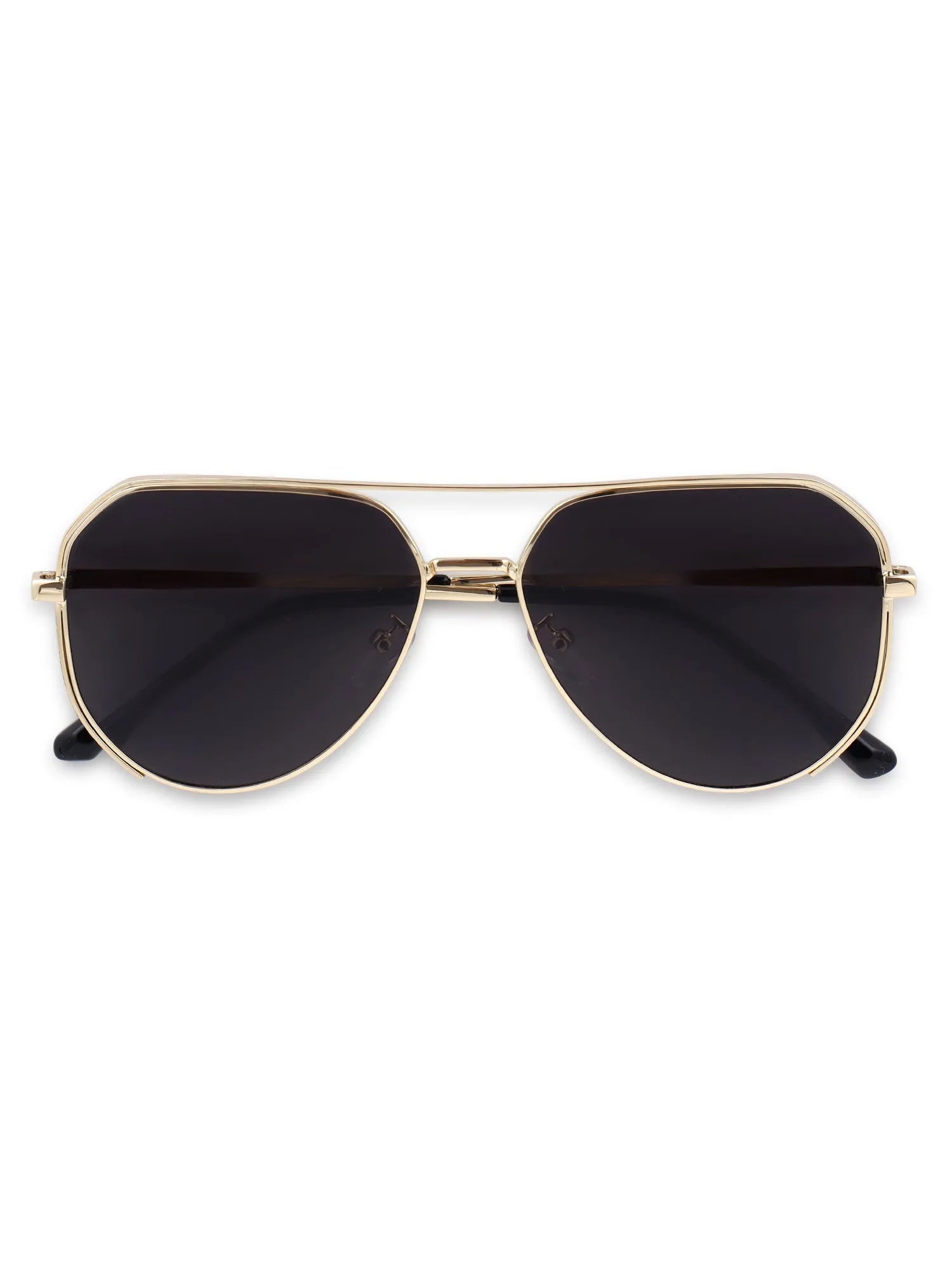 Tesseract | Golden Large Full Rim Aviator Sunglasses for Men [Polarized]