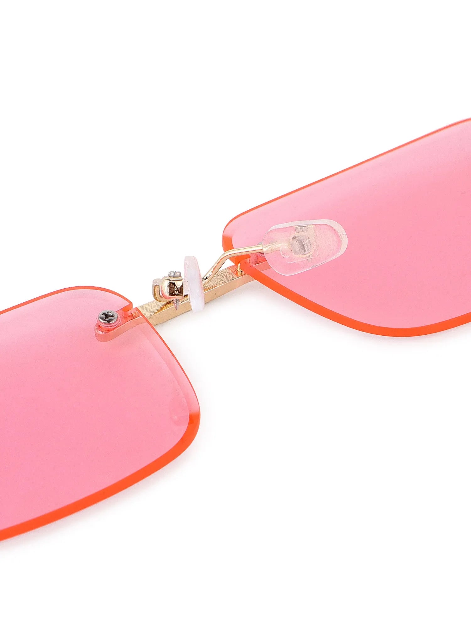 Phantoria | Pink Small Rim Less Rectangle Sunglasses for Men & Women [UV-protected]