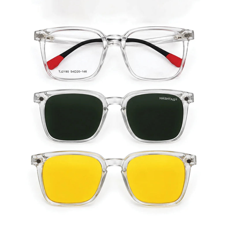 Blaze | Transparent Medium Full Rim Wayfarer Clip-on for Men & Women [Clip-on]