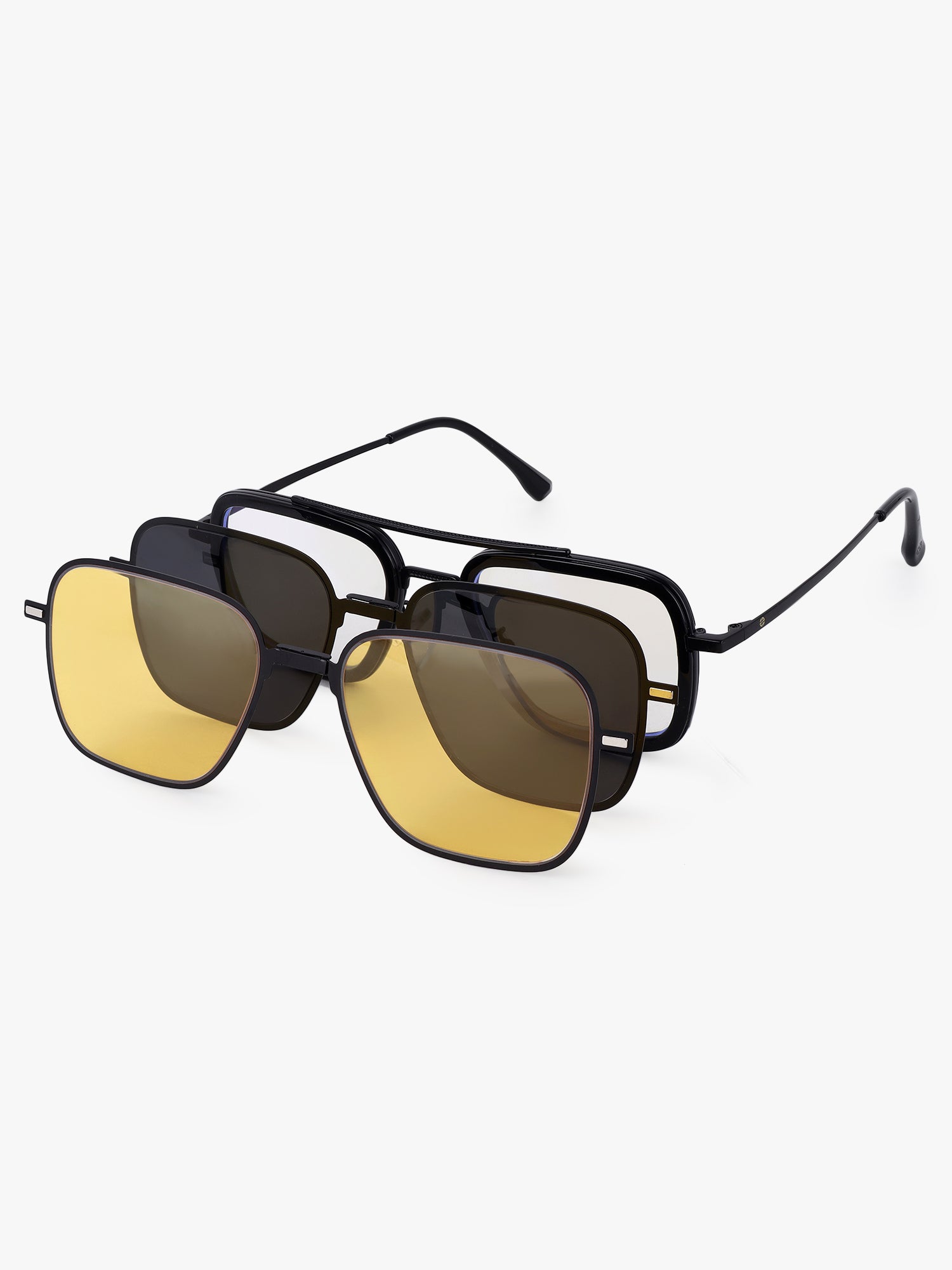 Novaic | Black Medium Full Rim Rectangle Clip-on for Men & Women [UV-protected]