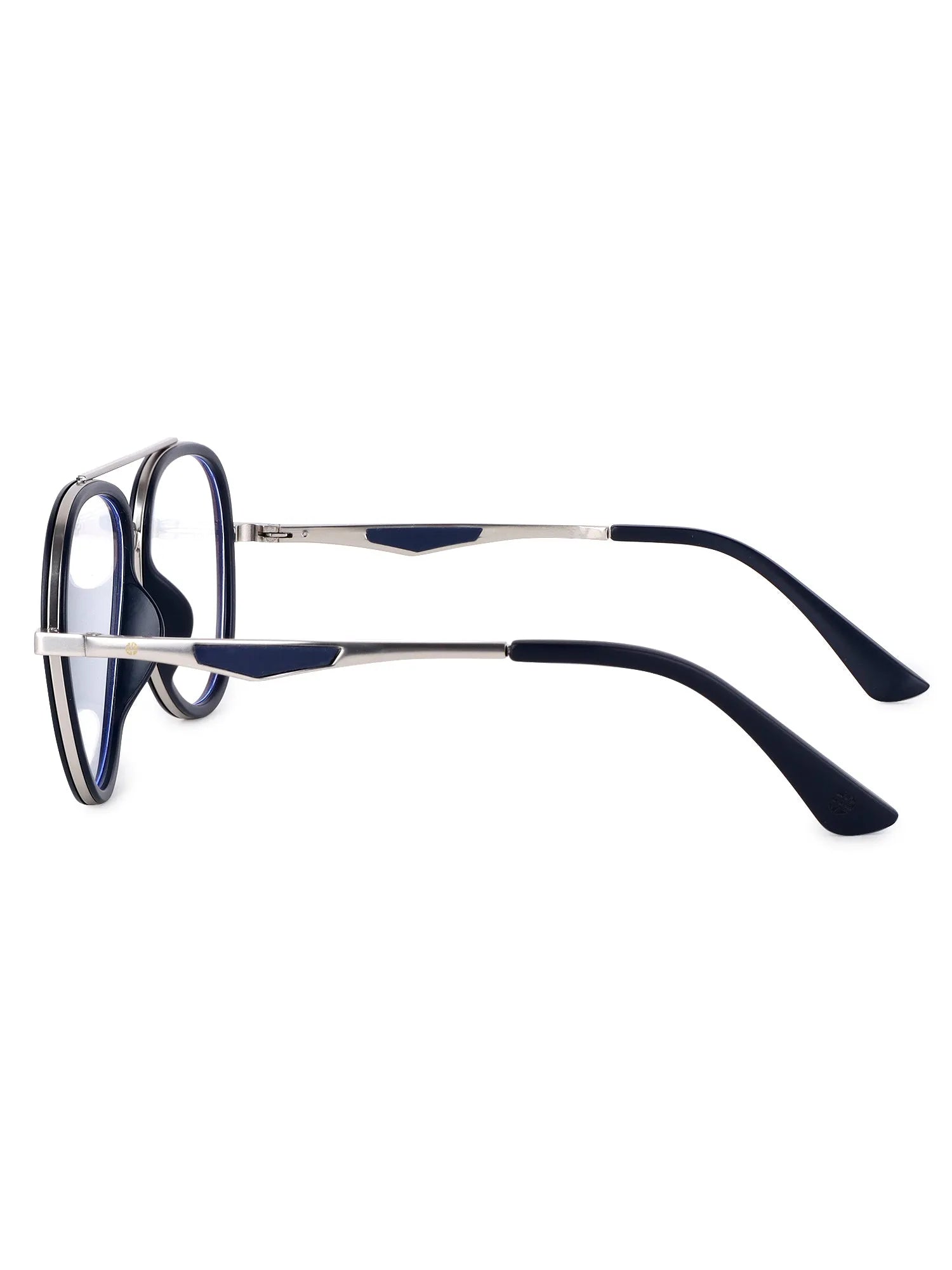 Eclipser | Silver & Blue Medium Full Rim Aviator Clip-on for Men & Women [UV-protected]