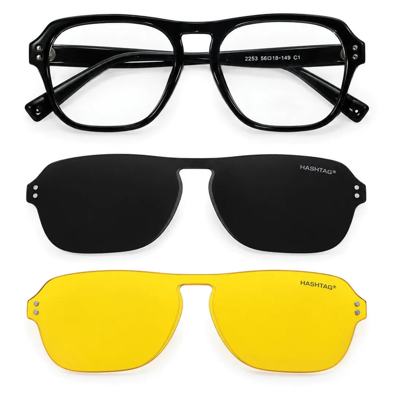 Ember | Black Medium Full Rim Square Clip-on for Men & Women [Clip-on]