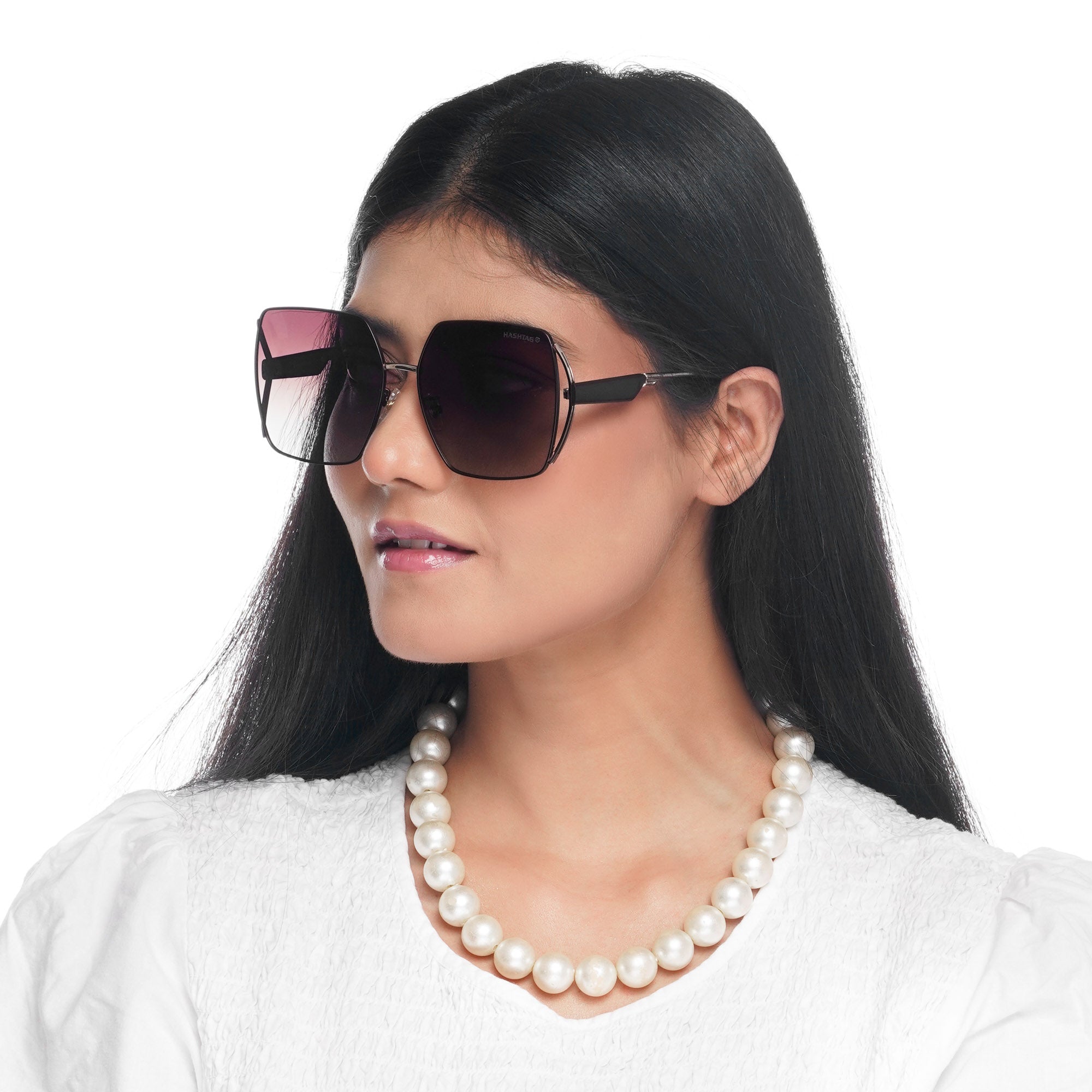 D-DIVA | Gradient Brown Large Half Rim Square Sunglasses for Women [Polarized]
