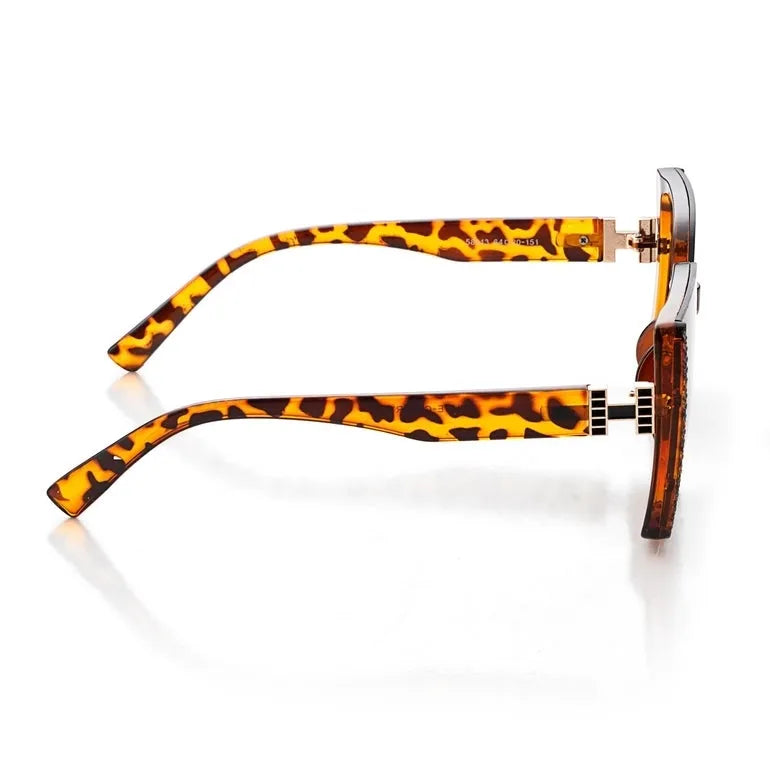 Rapture | Tiger-Black & Brown Large Full Rim Square Sunglasses for Women [UV-protected]