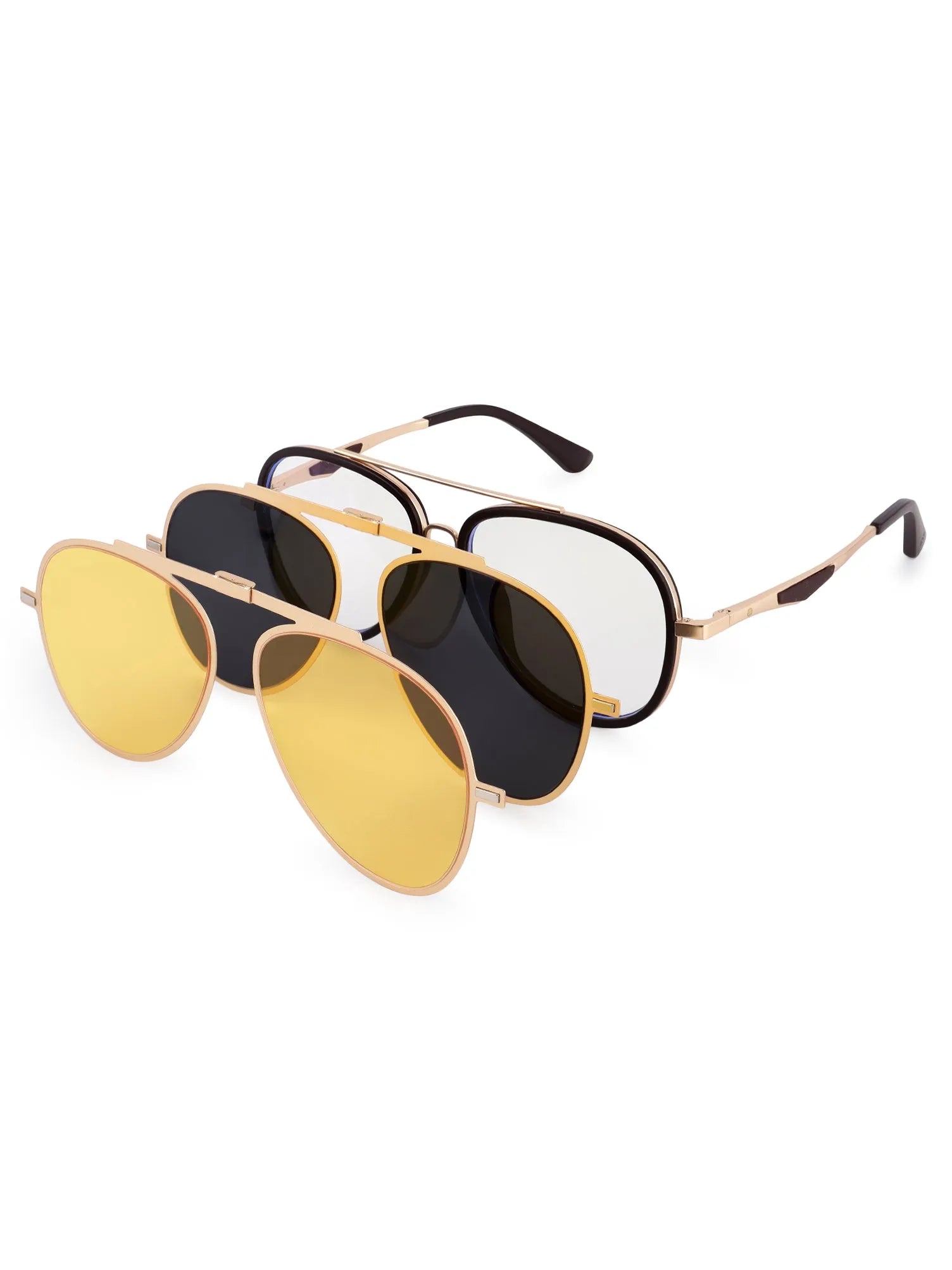 Eclipser | Golden & Brown Medium Full Rim Aviator Clip-on for Men & Women [UV-protected]