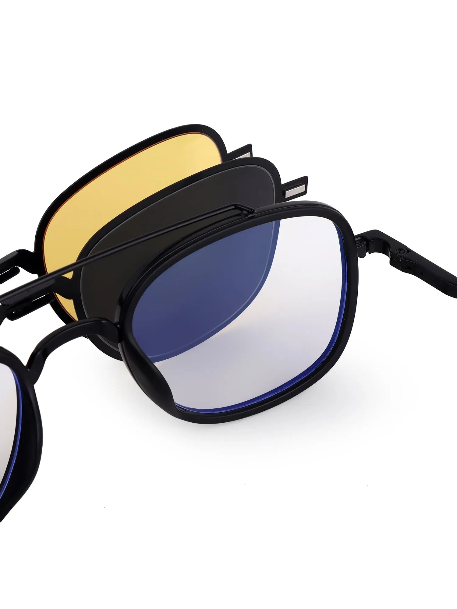 Grexar | Black Medium Full Rim Square Clip-on for Men & Women [UV-protected]