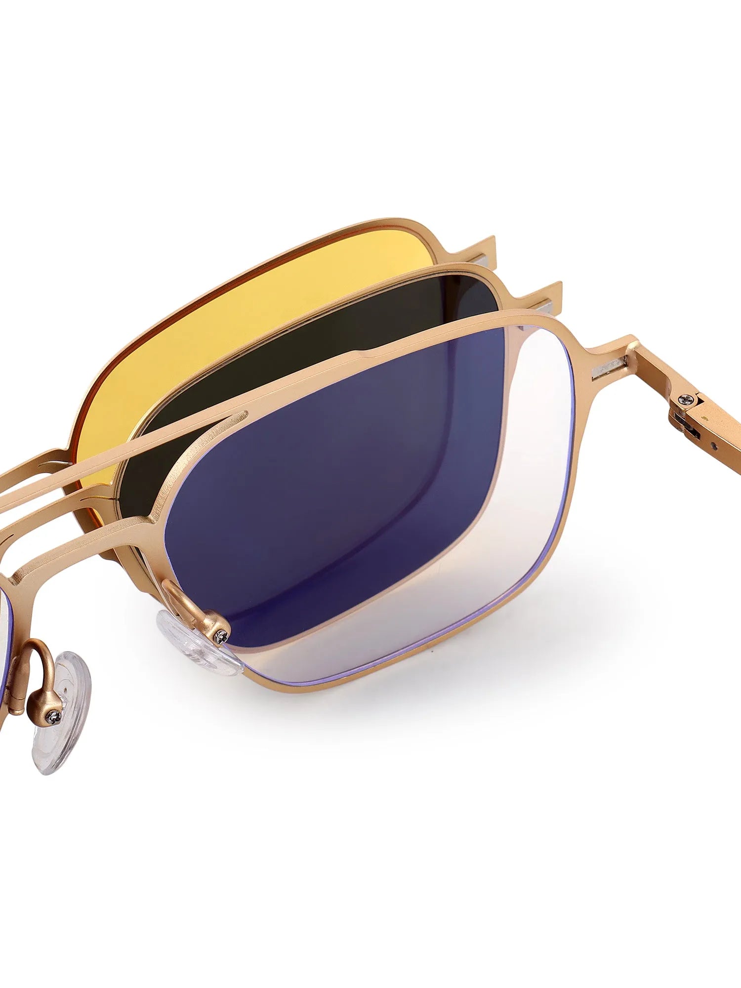Baelora | Golden Large Full Rim Rectangle Clip-on for Men & Women [UV-protected]