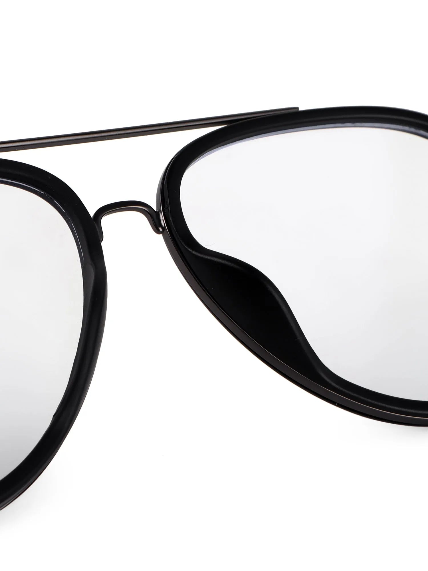 Eclipser | Grey & Black Medium Full Rim Aviator Clip-on for Men & Women [UV-protected]