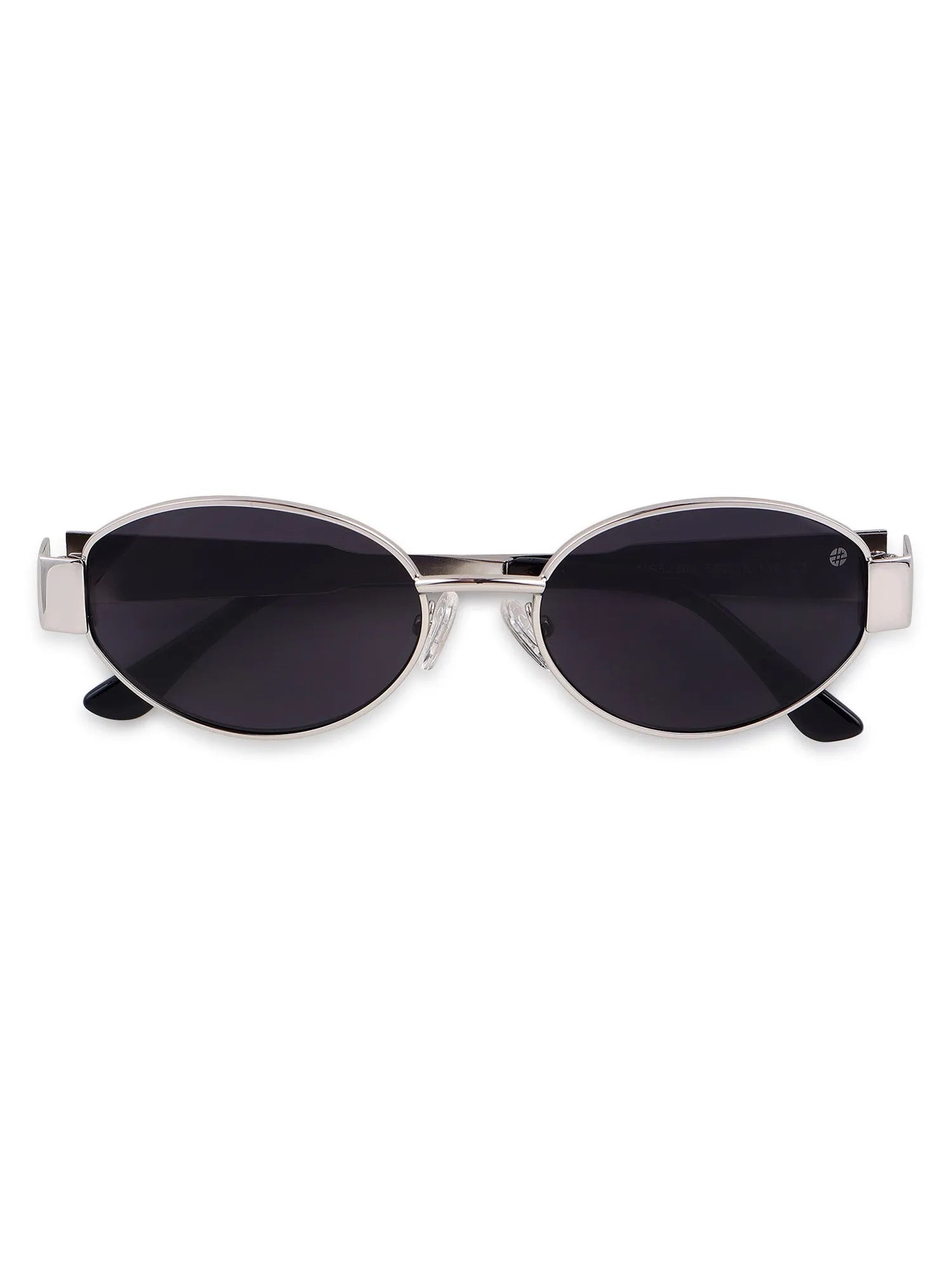 Fynora | Silver Medium Full Rim Oval Sunglasses for Women [UV-protected]